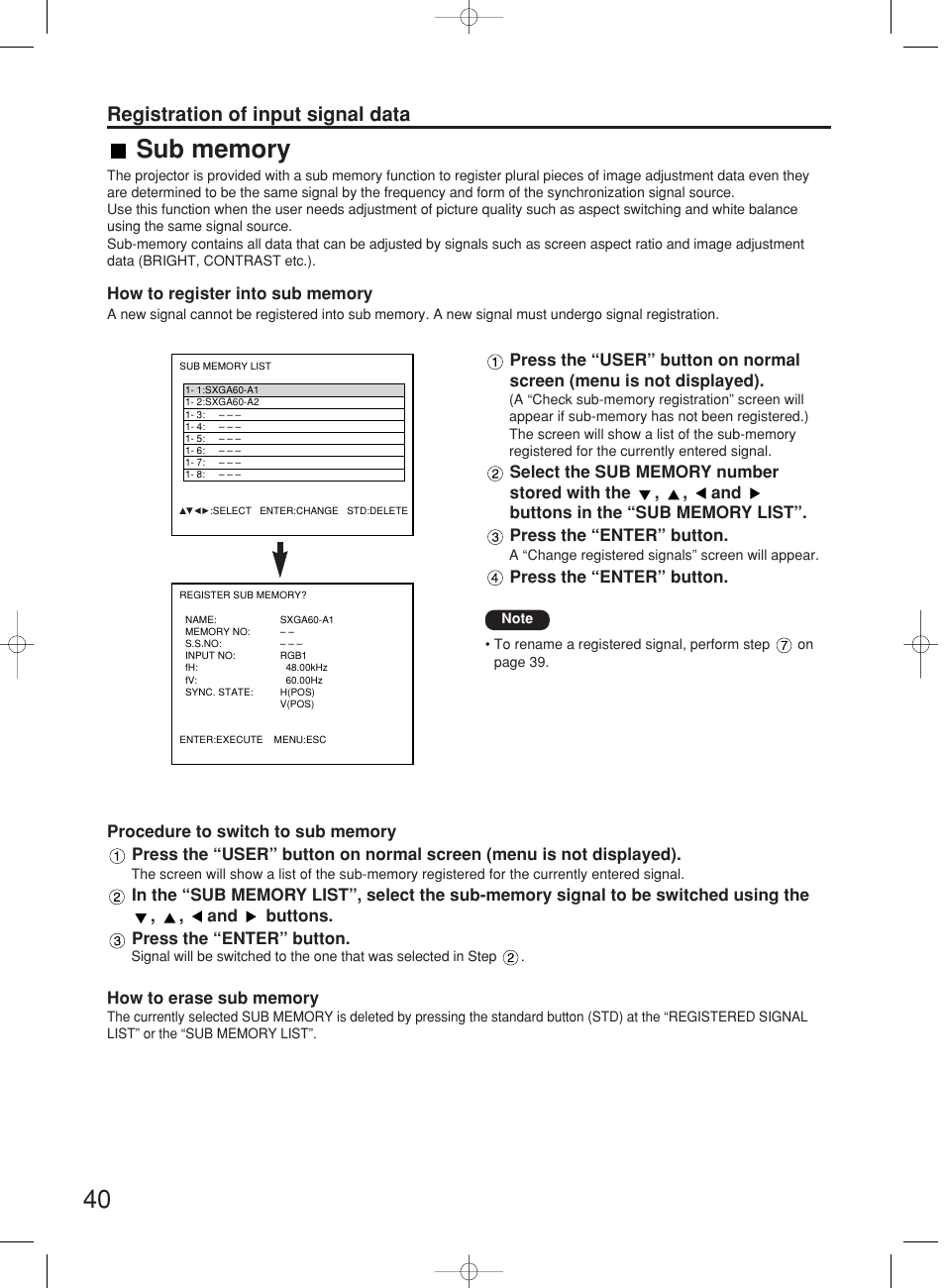 Registration of input signal data | Panasonic PT-DW7000E User Manual | Page 40 / 106