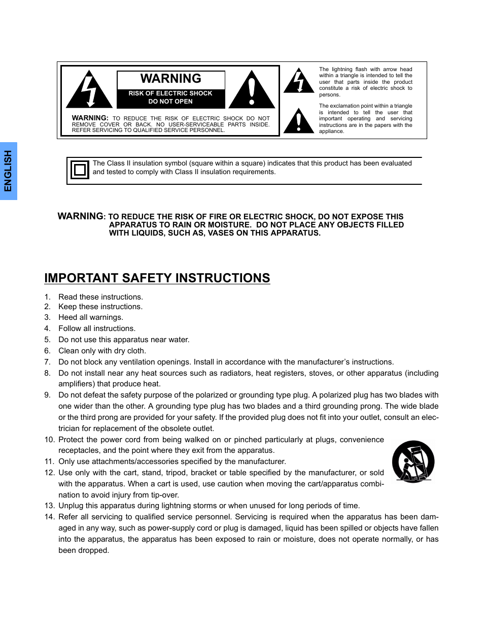 Warning, Important safety instructions | Panasonic CT 36HL44 User Manual | Page 2 / 96