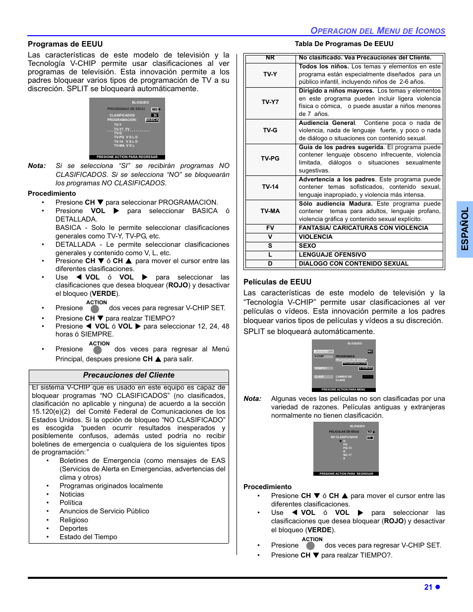 Es p añol | Panasonic CT 36HL44 User Manual | Page 51 / 96