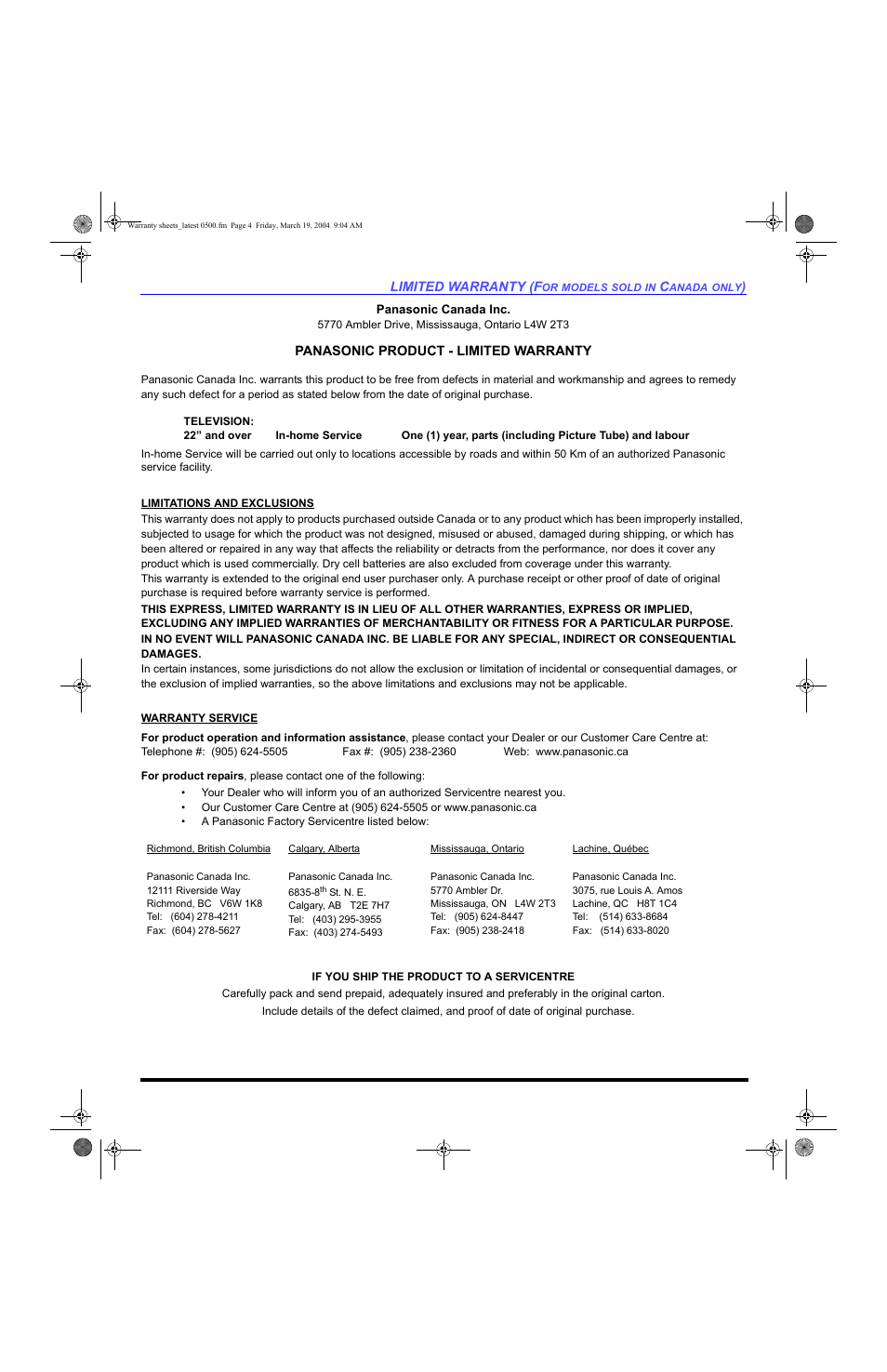 Panasonic CT 36HL44 User Manual | Page 89 / 96
