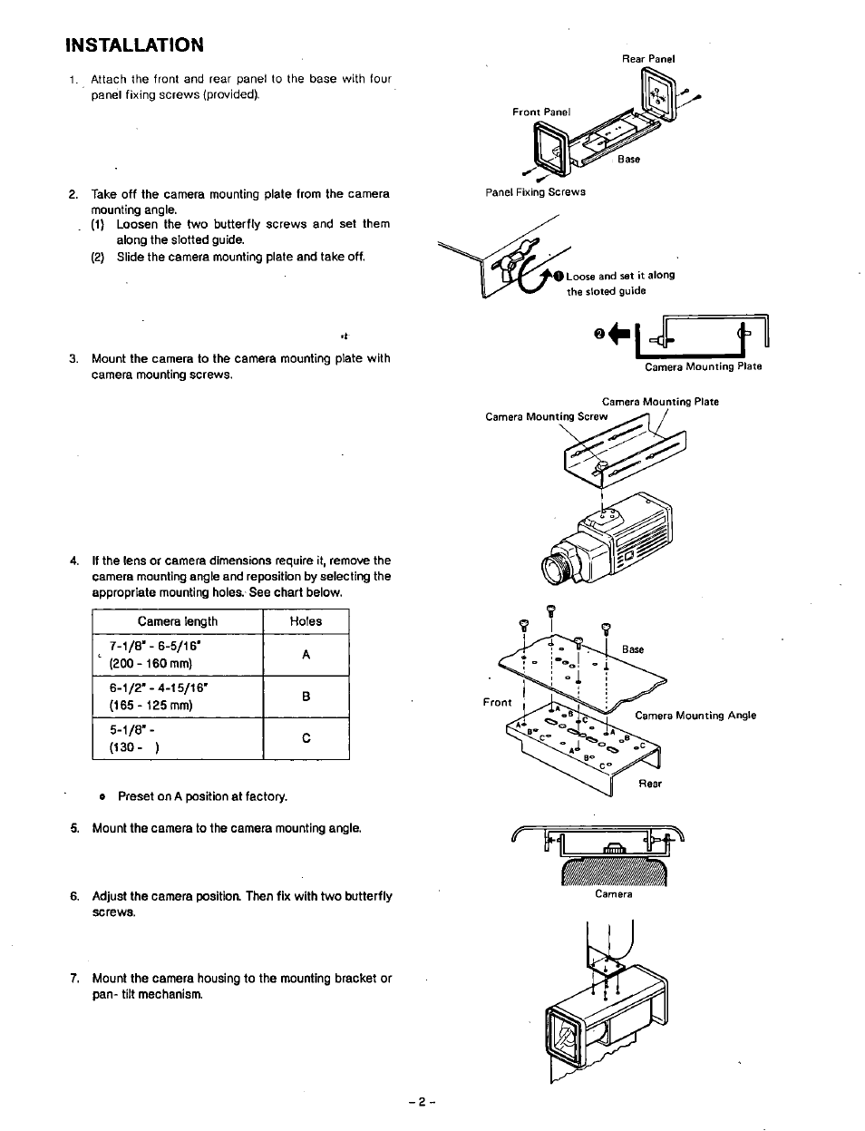 Installation | Panasonic WV-7130D User Manual | Page 5 / 6