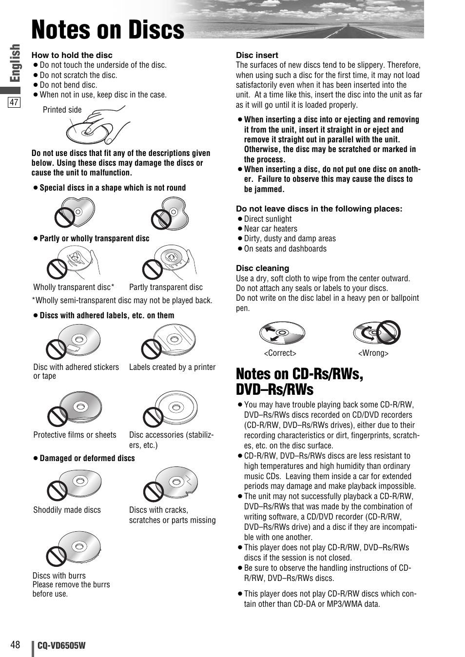 English | Panasonic CQ-VD6505W User Manual | Page 48 / 94