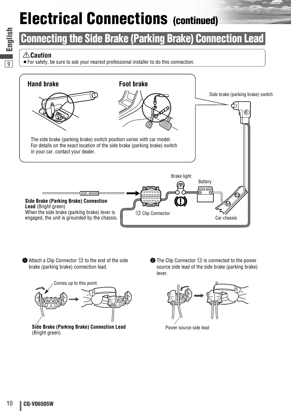 Electrical connections, Continued), English | Panasonic CQ-VD6505W User Manual | Page 62 / 94