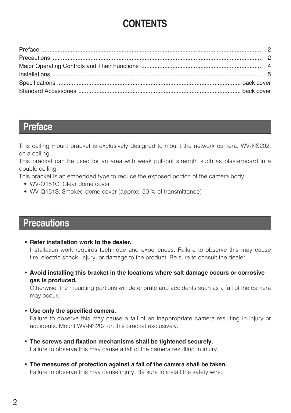 Panasonic WV-Q151C User Manual | Page 2 / 12