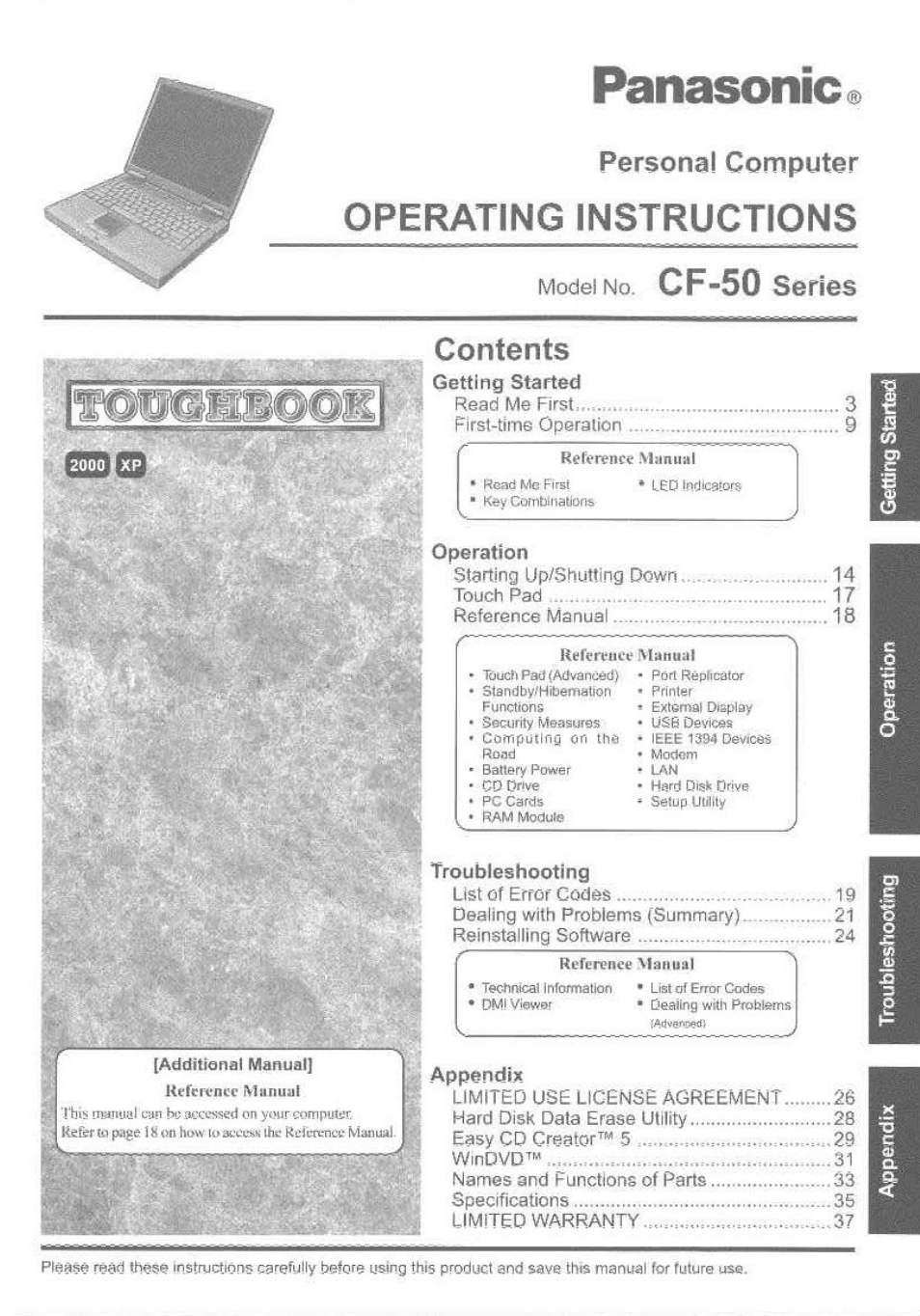 Panasonic TOUGHBOOK CF-50 User Manual | 40 pages