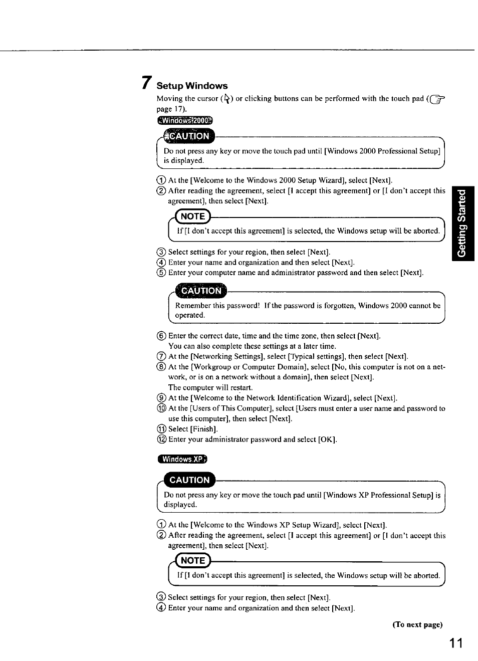 7 setup windows | Panasonic TOUGHBOOK CF-50 User Manual | Page 11 / 40