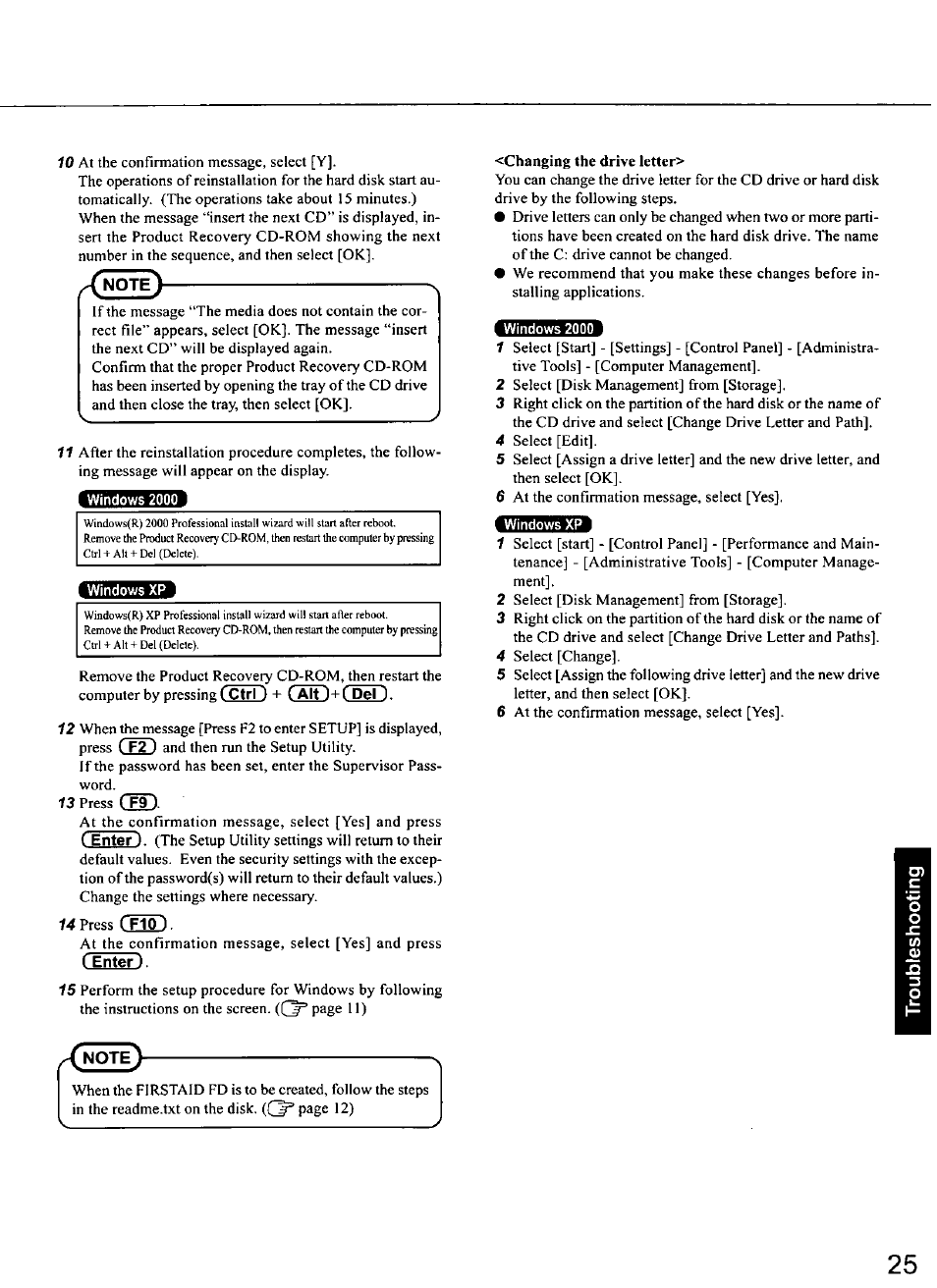 Enter ), Changing the drive letter | Panasonic TOUGHBOOK CF-50 User Manual | Page 25 / 40