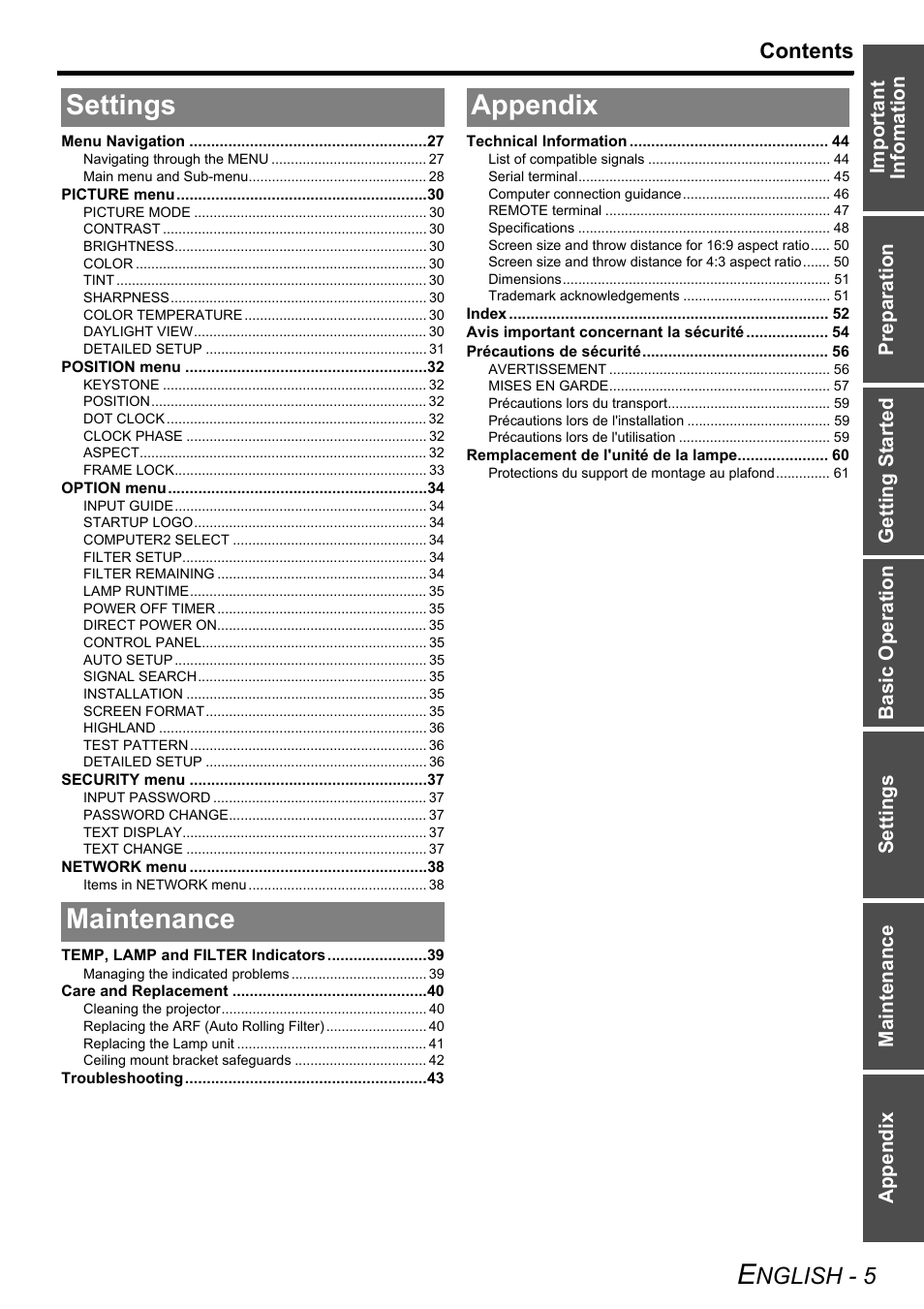 Panasonic FW100NTU User Manual | Page 5 / 62