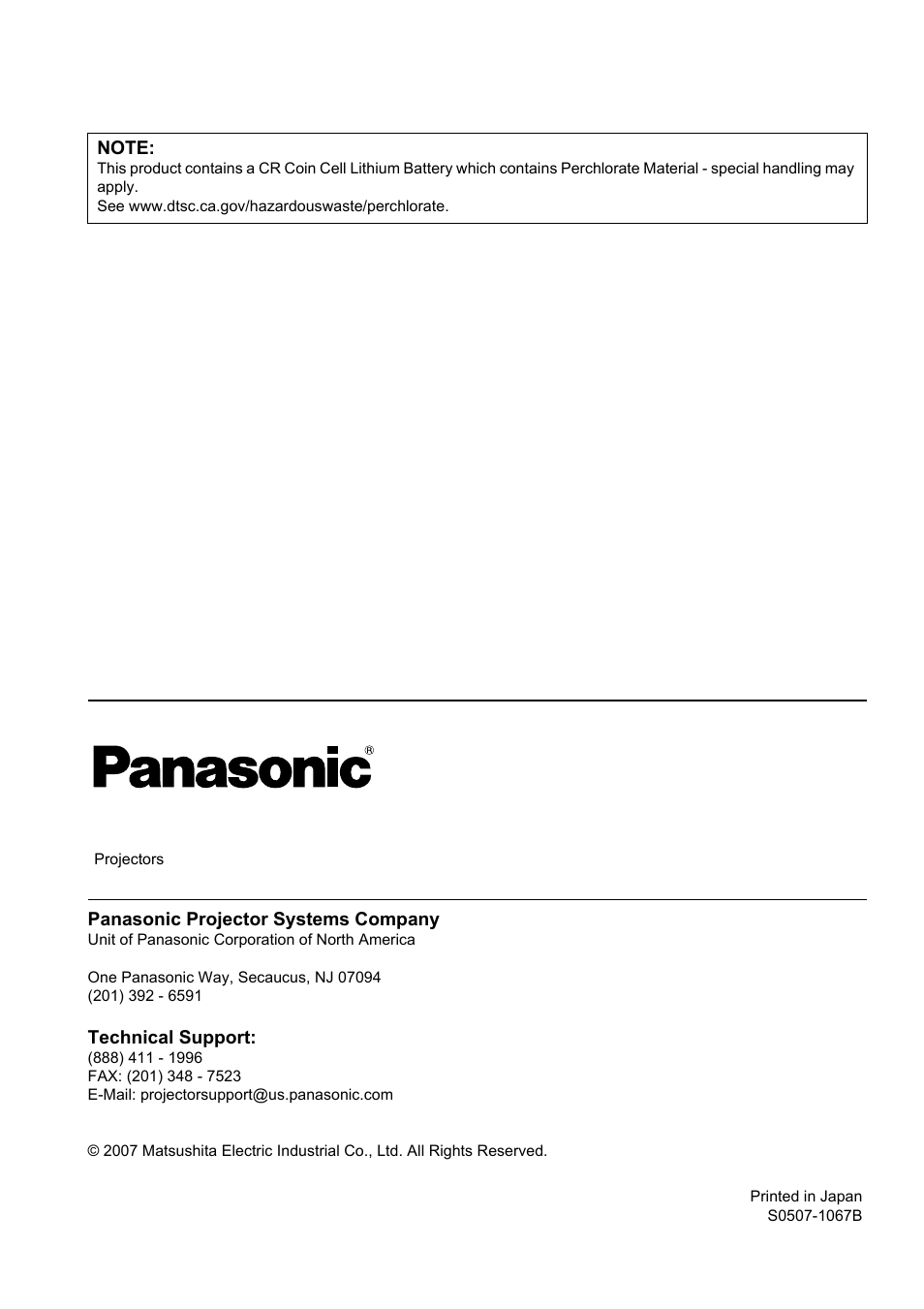 Back cover | Panasonic FW100NTU User Manual | Page 62 / 62