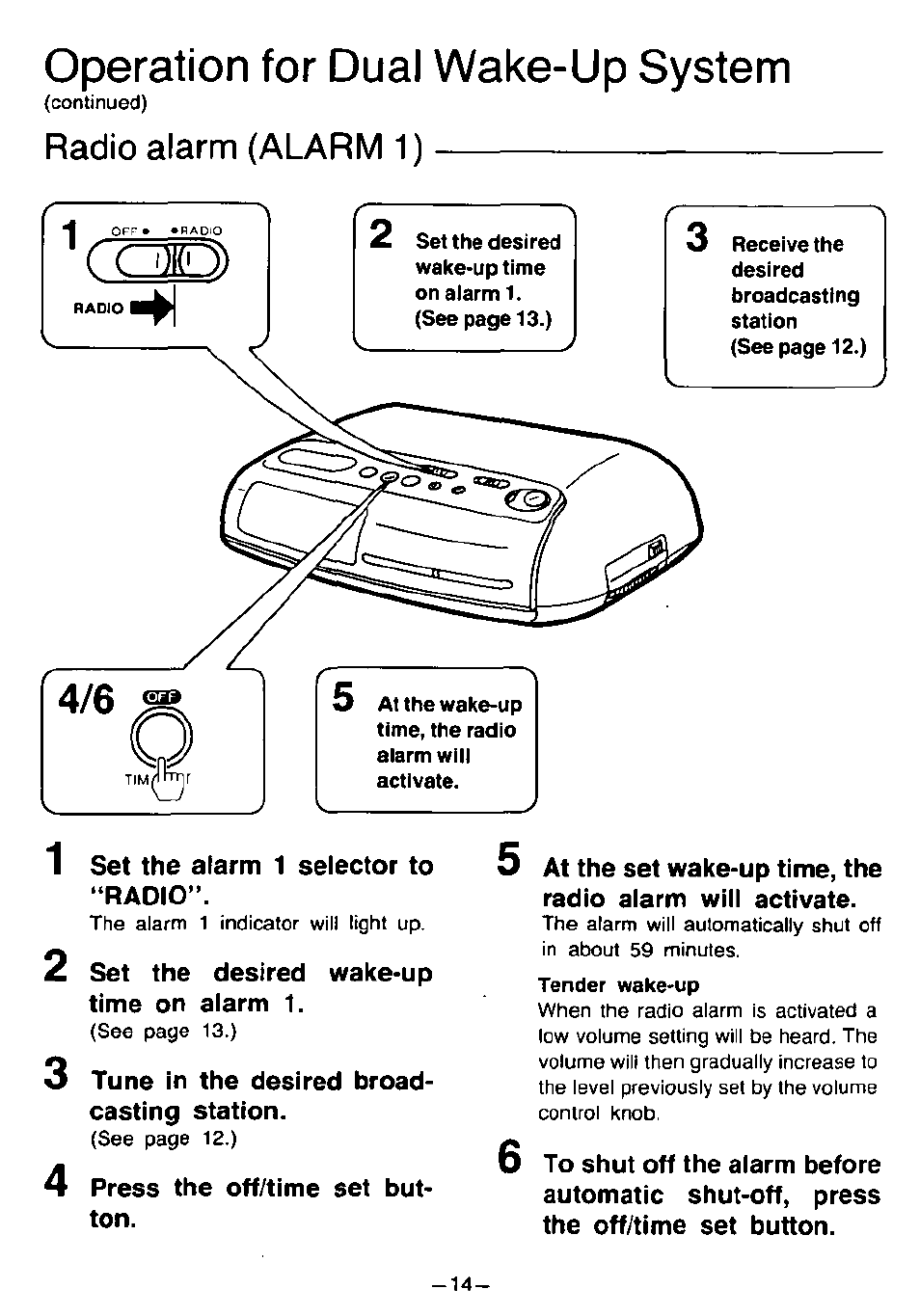 Operation for dual wake-up system | Panasonic RC6099 User Manual | Page 14 / 20