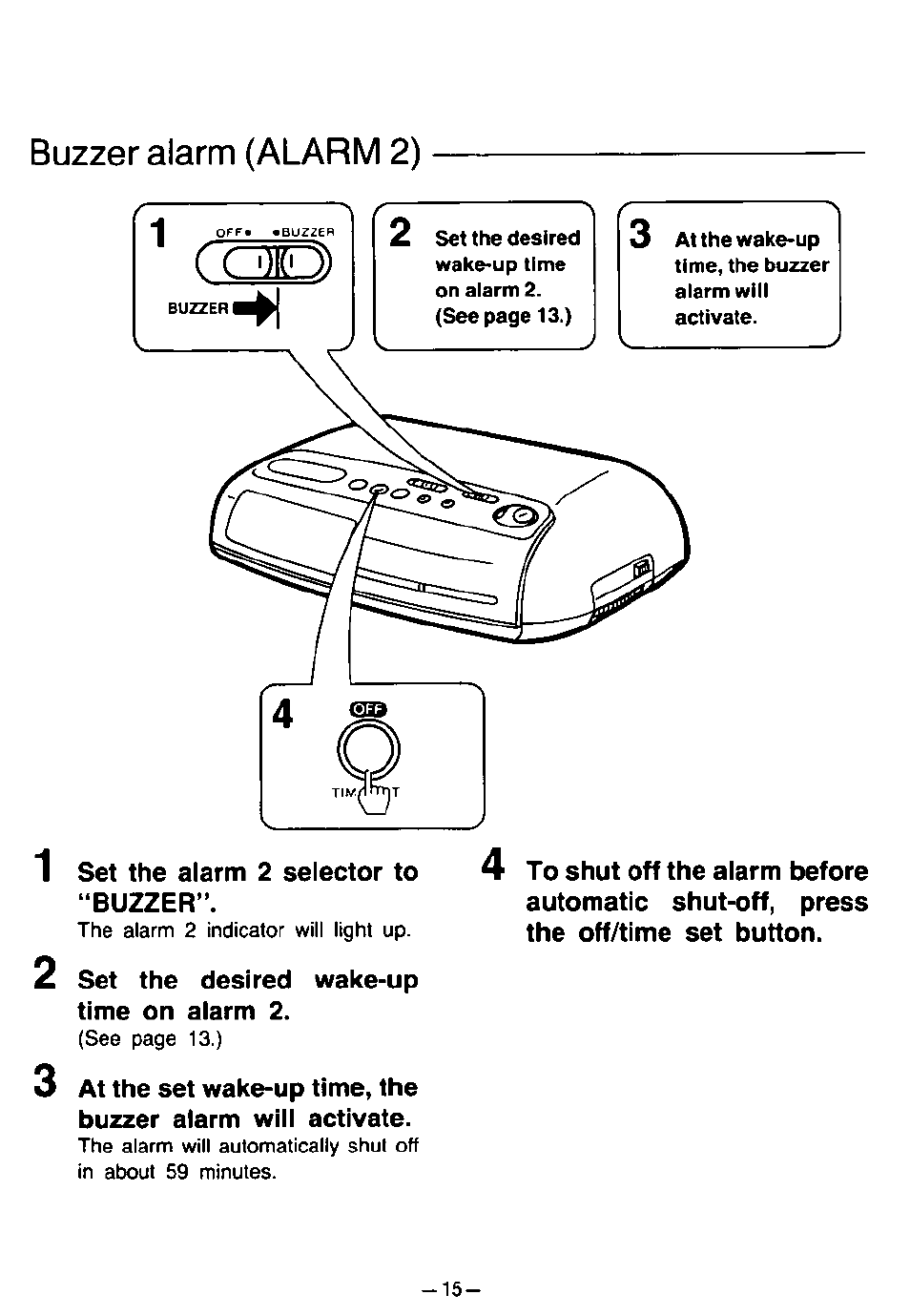 Buzzer alarm (alarm 2) | Panasonic RC6099 User Manual | Page 15 / 20