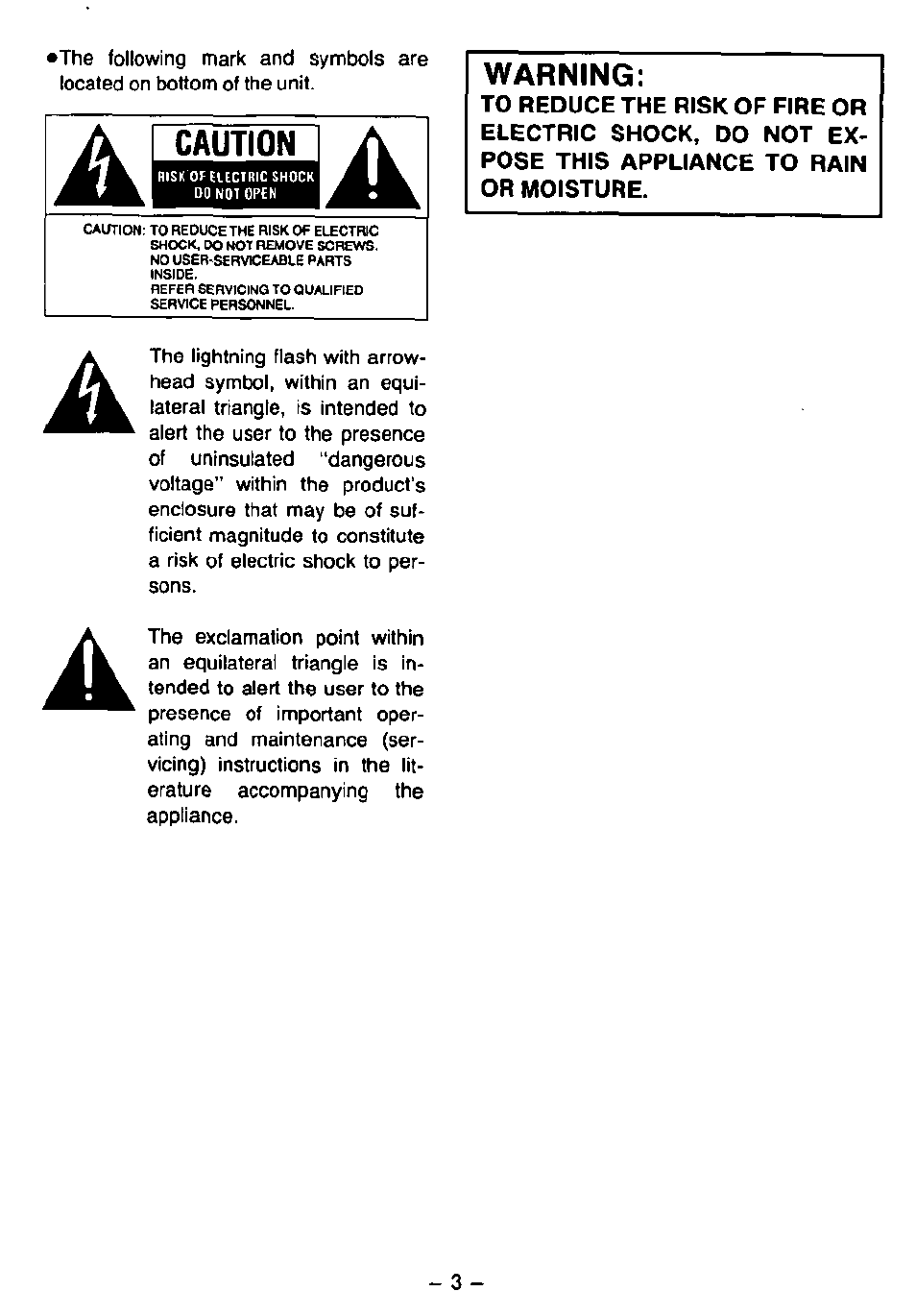 Warning | Panasonic RC6099 User Manual | Page 3 / 20