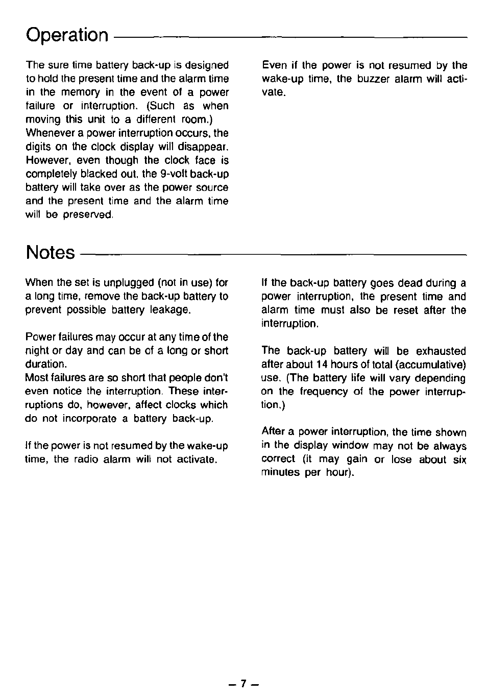 Operation | Panasonic RC6099 User Manual | Page 7 / 20