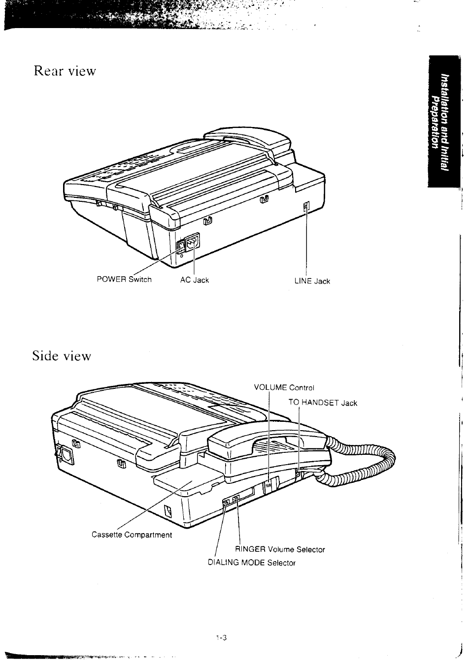 Rear view, Side view, Rearview -3 side view -3 | Panasonic KX-F2350NZ User Manual | Page 11 / 129