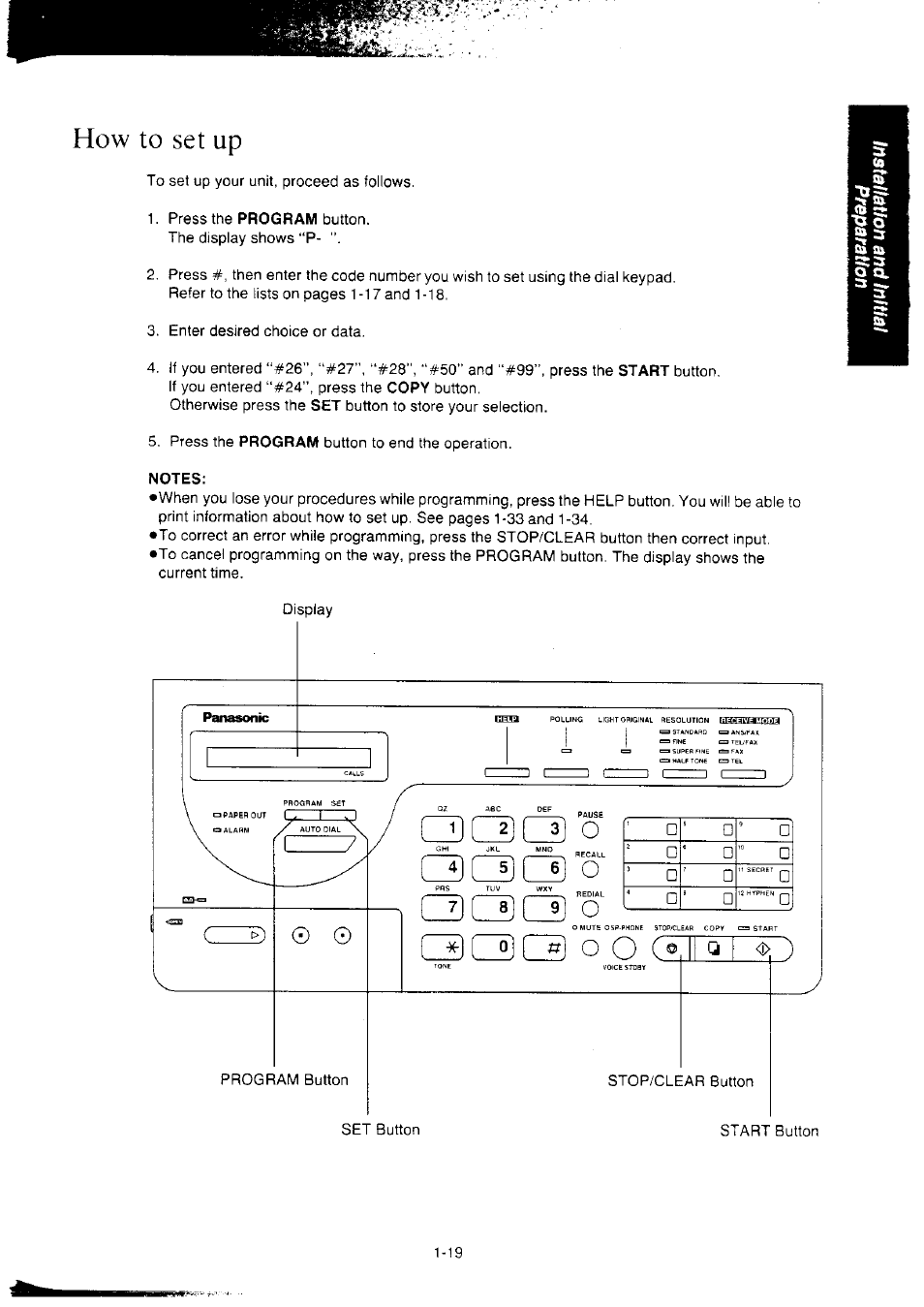 Notes, How to set up | Panasonic KX-F2350NZ User Manual | Page 27 / 129