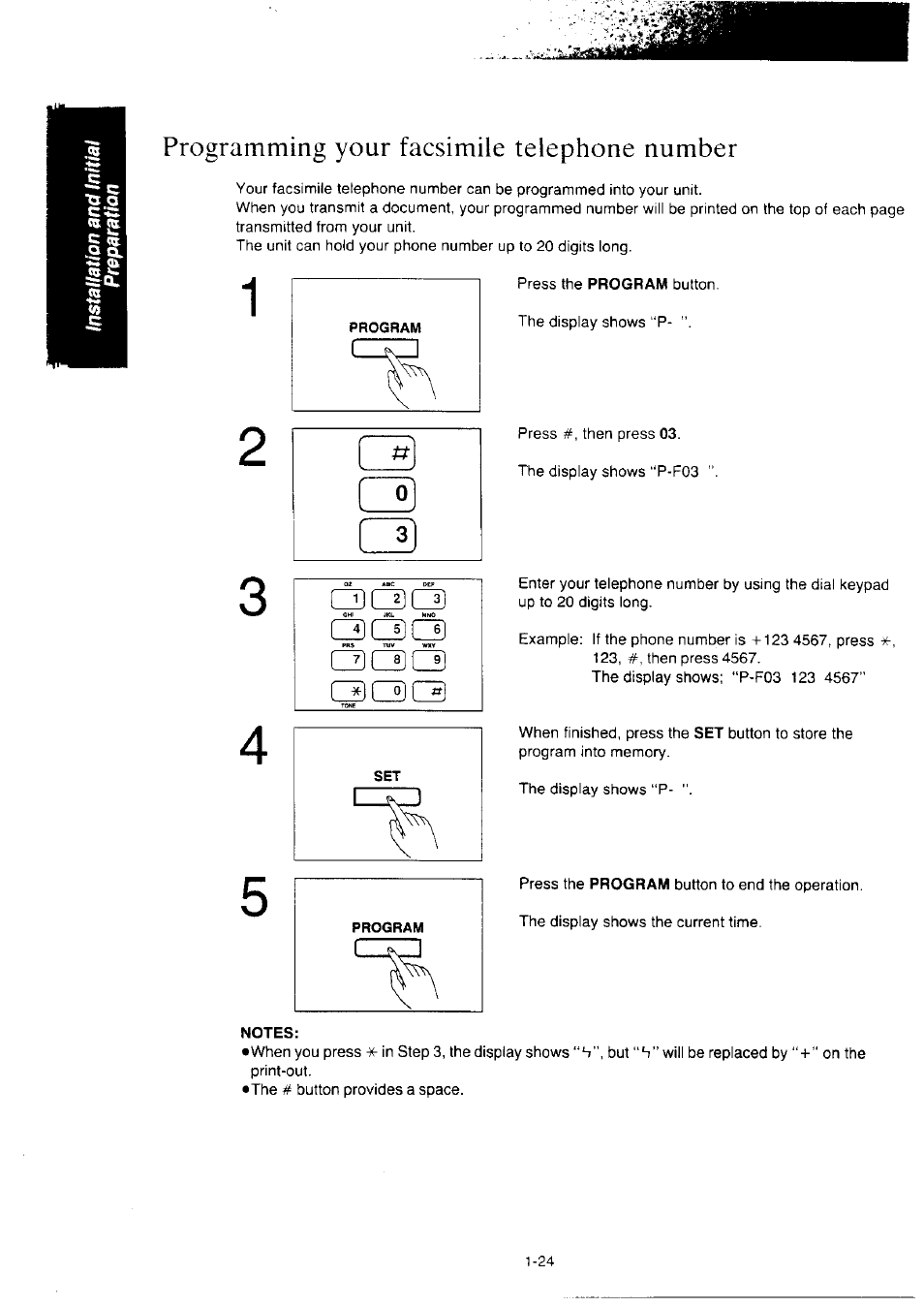 Programming your facsimile telephone number, Qcllq, Notes | Programming your facsimile telephone number -24 | Panasonic KX-F2350NZ User Manual | Page 32 / 129