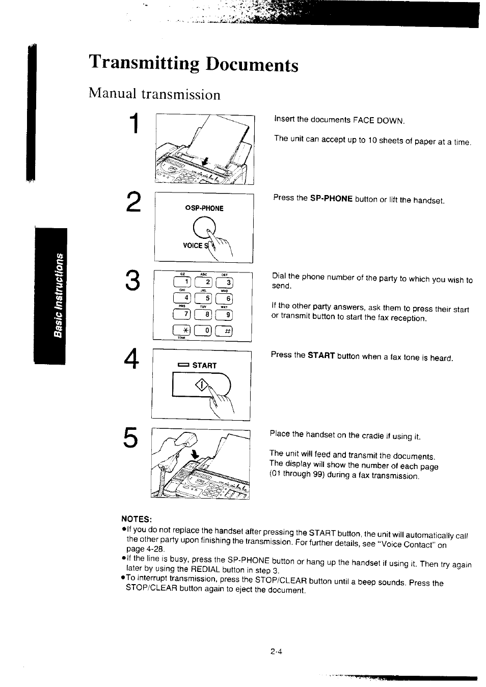 Manual transmission, Notes, Manual transmission -4 | Transmitting documents, Cd cd cd | Panasonic KX-F2350NZ User Manual | Page 46 / 129