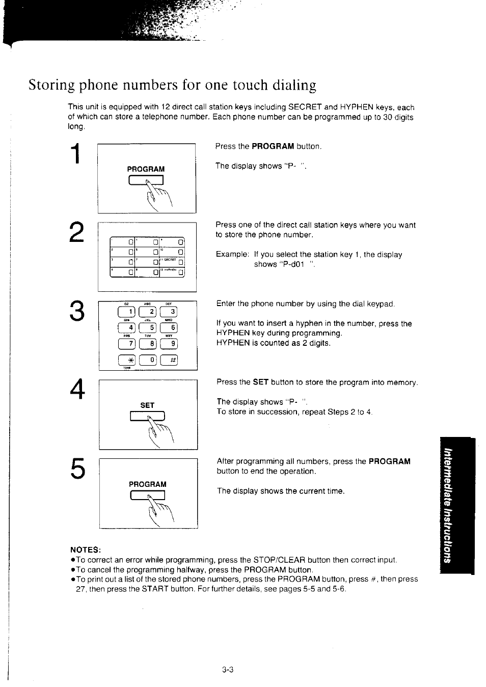 Сзсзси, Notes, Storing phone numbers for one touch dialing | Panasonic KX-F2350NZ User Manual | Page 61 / 129