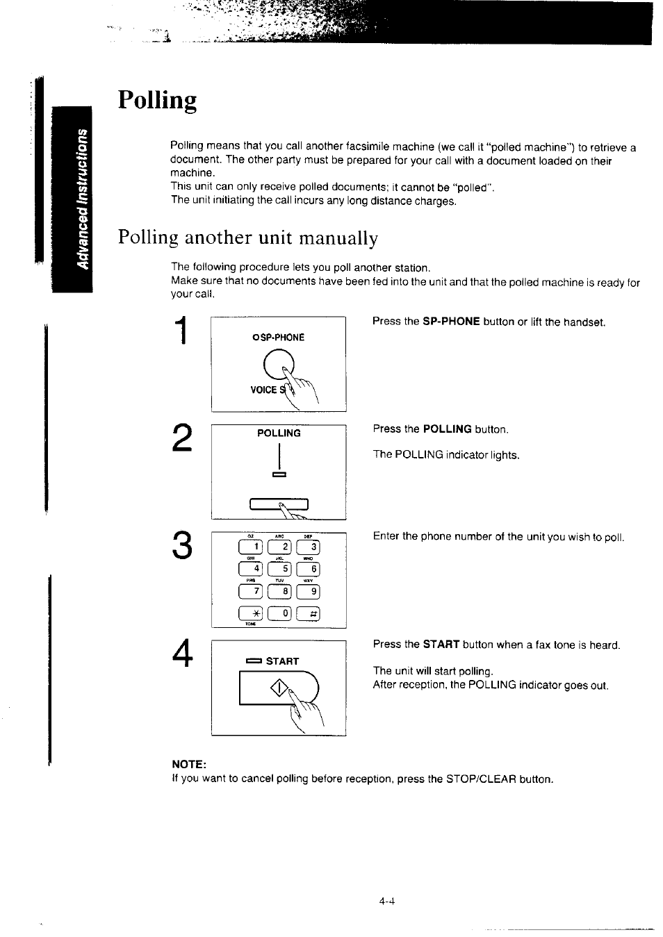 Polling another unit manually, Acdq, Note | Polling, Aci)c3, Cdoia | Panasonic KX-F2350NZ User Manual | Page 70 / 129