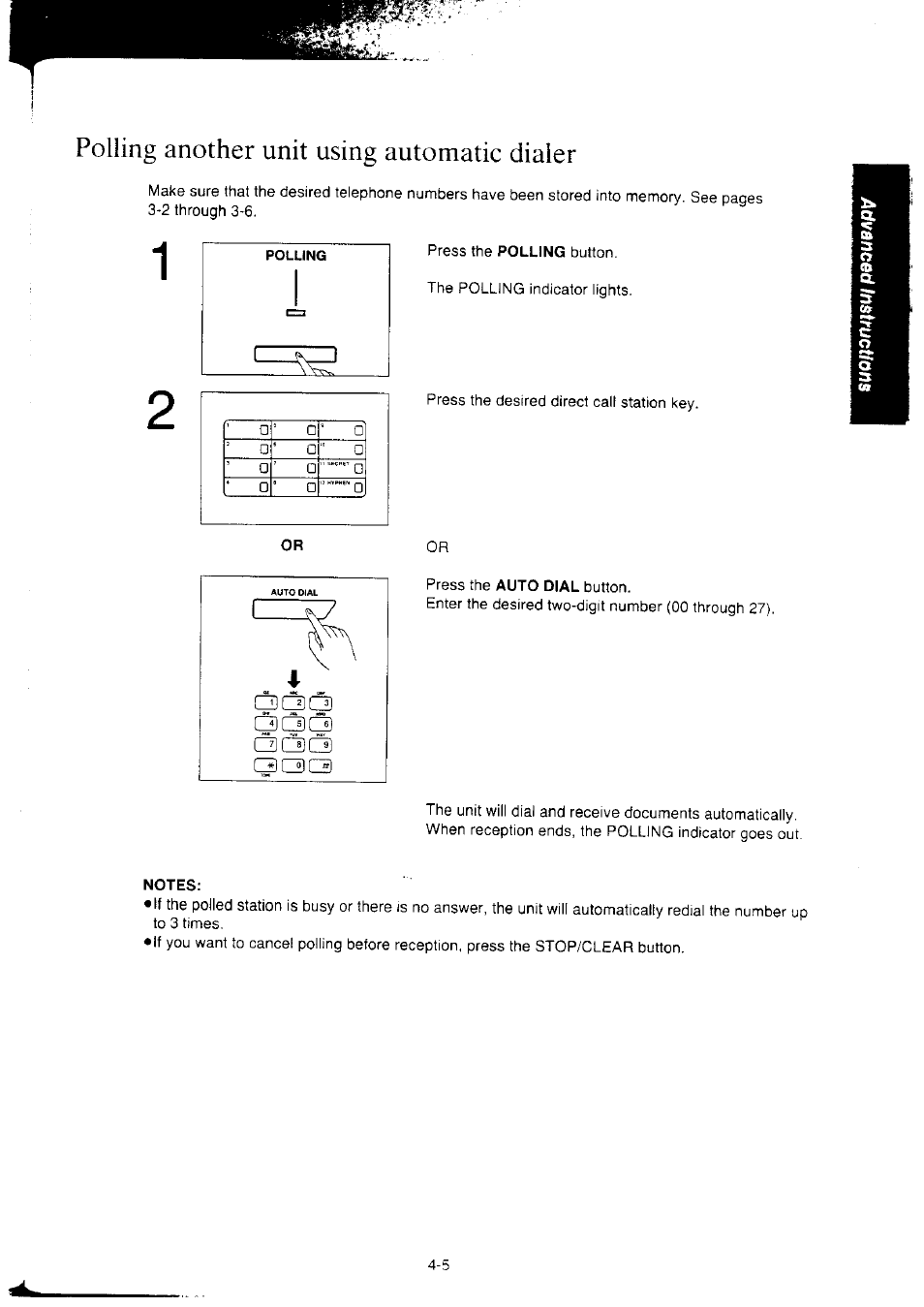 Polling another unit using automatic dialer, Notes | Panasonic KX-F2350NZ User Manual | Page 71 / 129