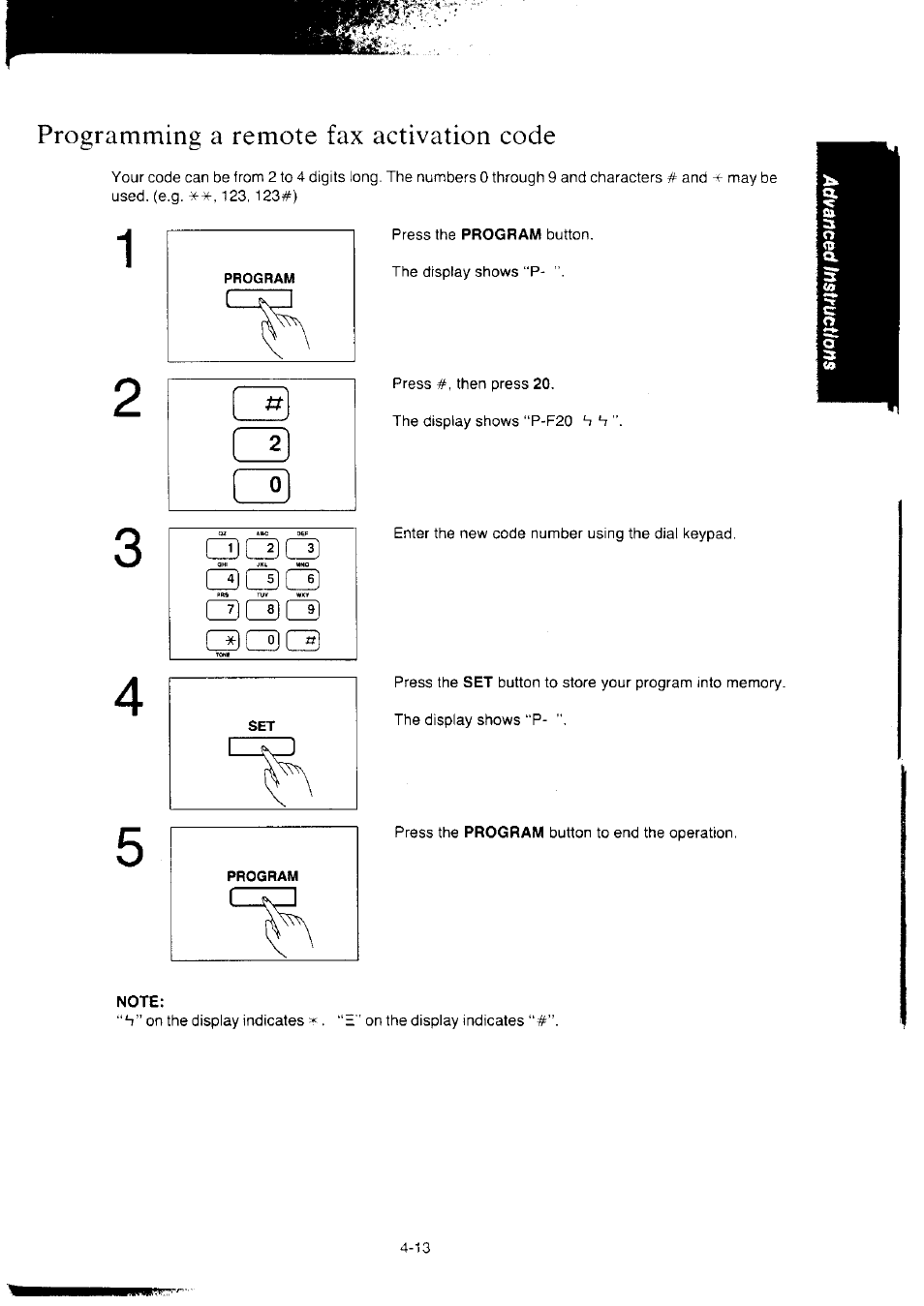 Programming a remote fax activation code, Qc3q, Note | Programming a remote fax activation code -13, Ctciiicz) | Panasonic KX-F2350NZ User Manual | Page 79 / 129