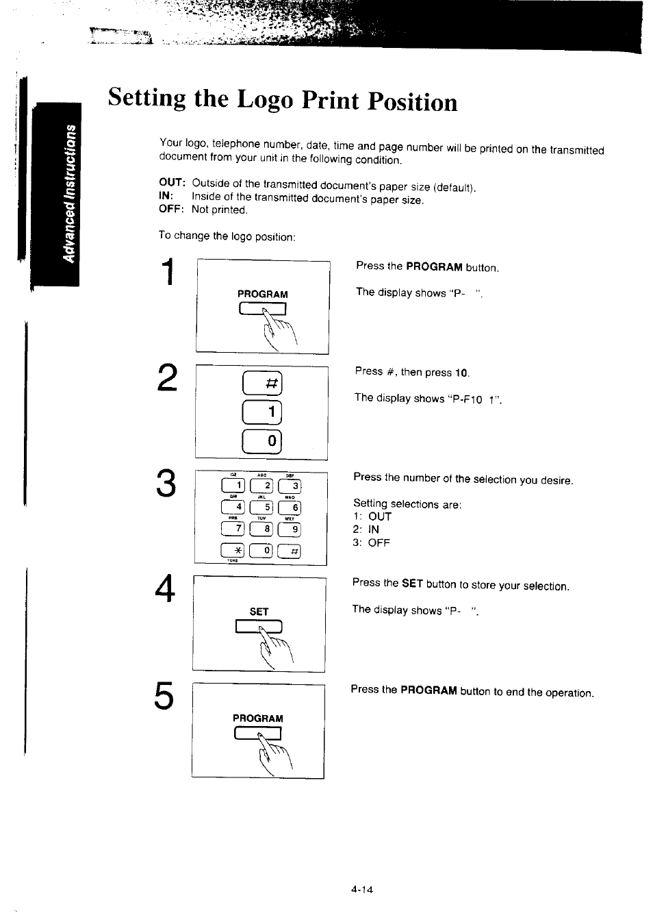 Setting the logo print position | Panasonic KX-F2350NZ User Manual | Page 80 / 129