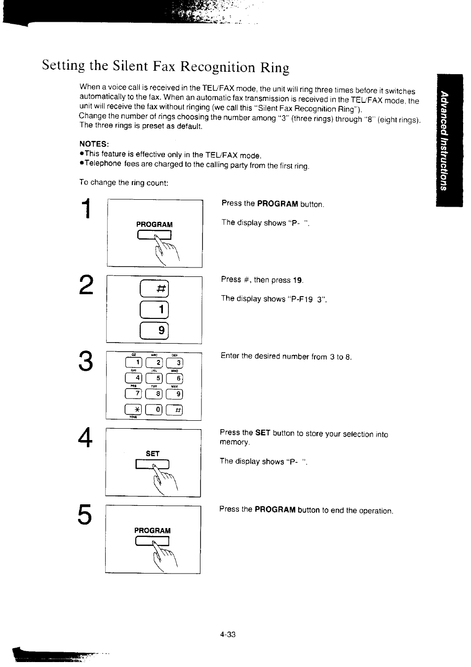 Setting the silent fax recognition ring, Notes, Cilcnq | Setting the silent fax recognition ring -33, Mciiq, Cdciuci) cilcnq | Panasonic KX-F2350NZ User Manual | Page 99 / 129