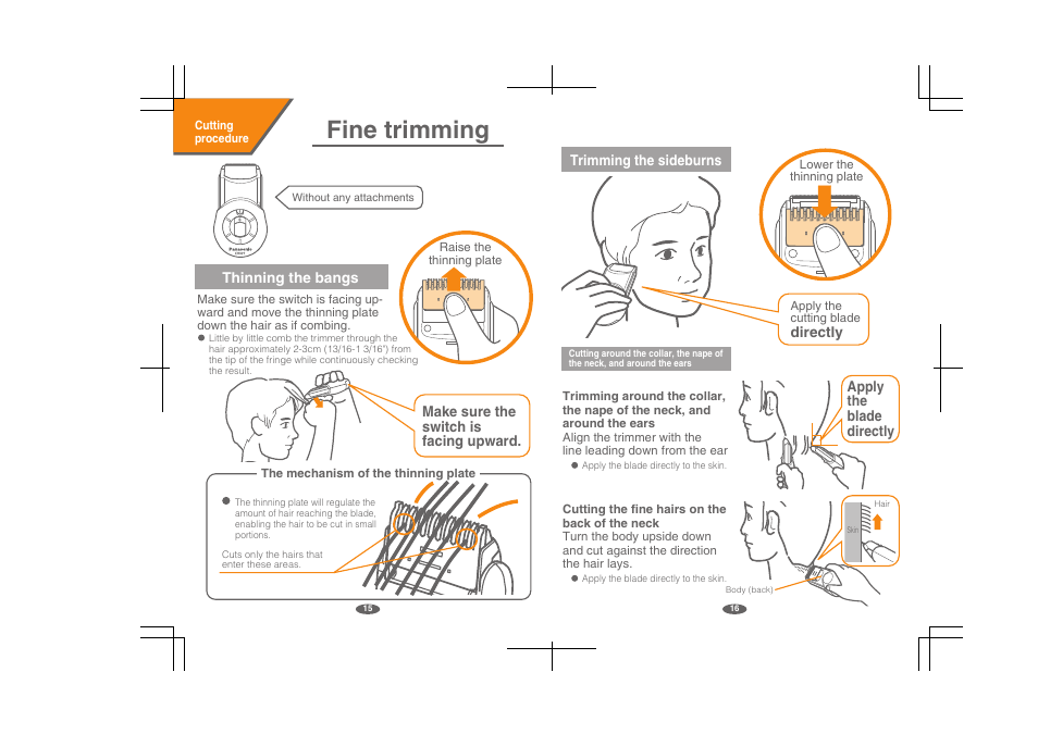 Fine trimming | Panasonic ER327 User Manual | Page 9 / 11