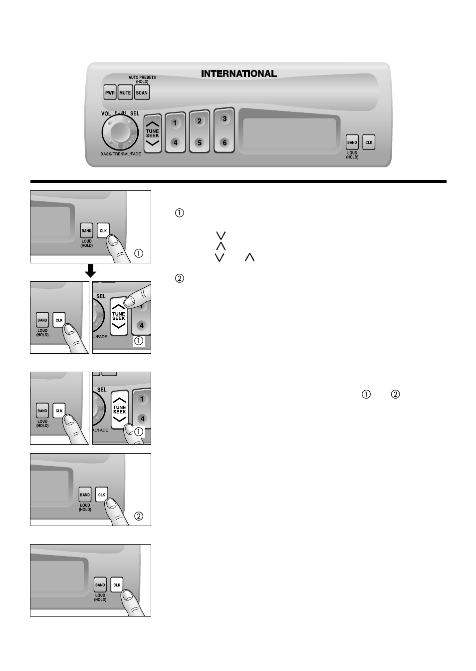 Clock basics, Initial time, Time reset | Clock display, The clock system is 12-hours.) | Panasonic CR-W400U User Manual | Page 10 / 20