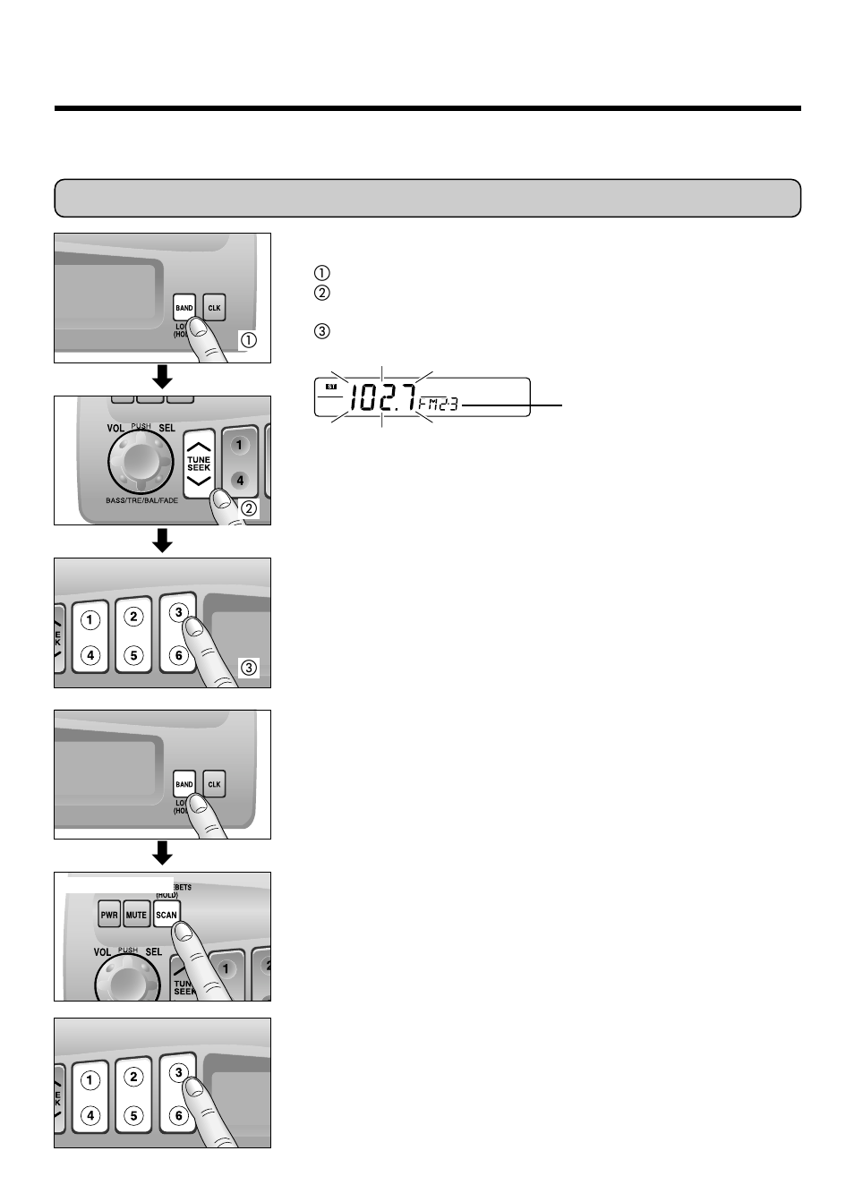 Radio basics, Tuning in a preset station, Auto station preset | Manual station preset, Station preset, Continued) | Panasonic CR-W400U User Manual | Page 8 / 20