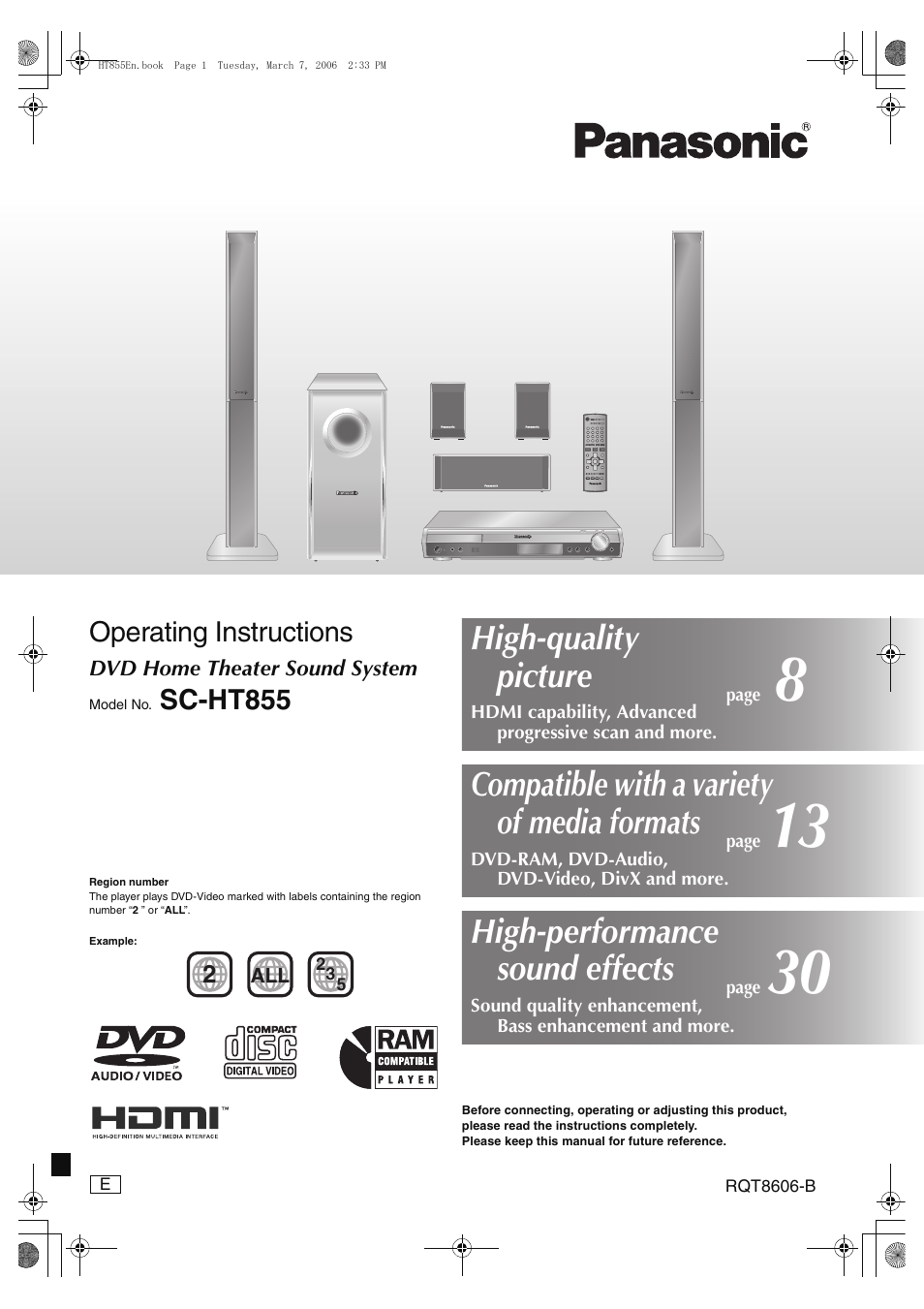 Panasonic SC-HT855 User Manual | 44 pages