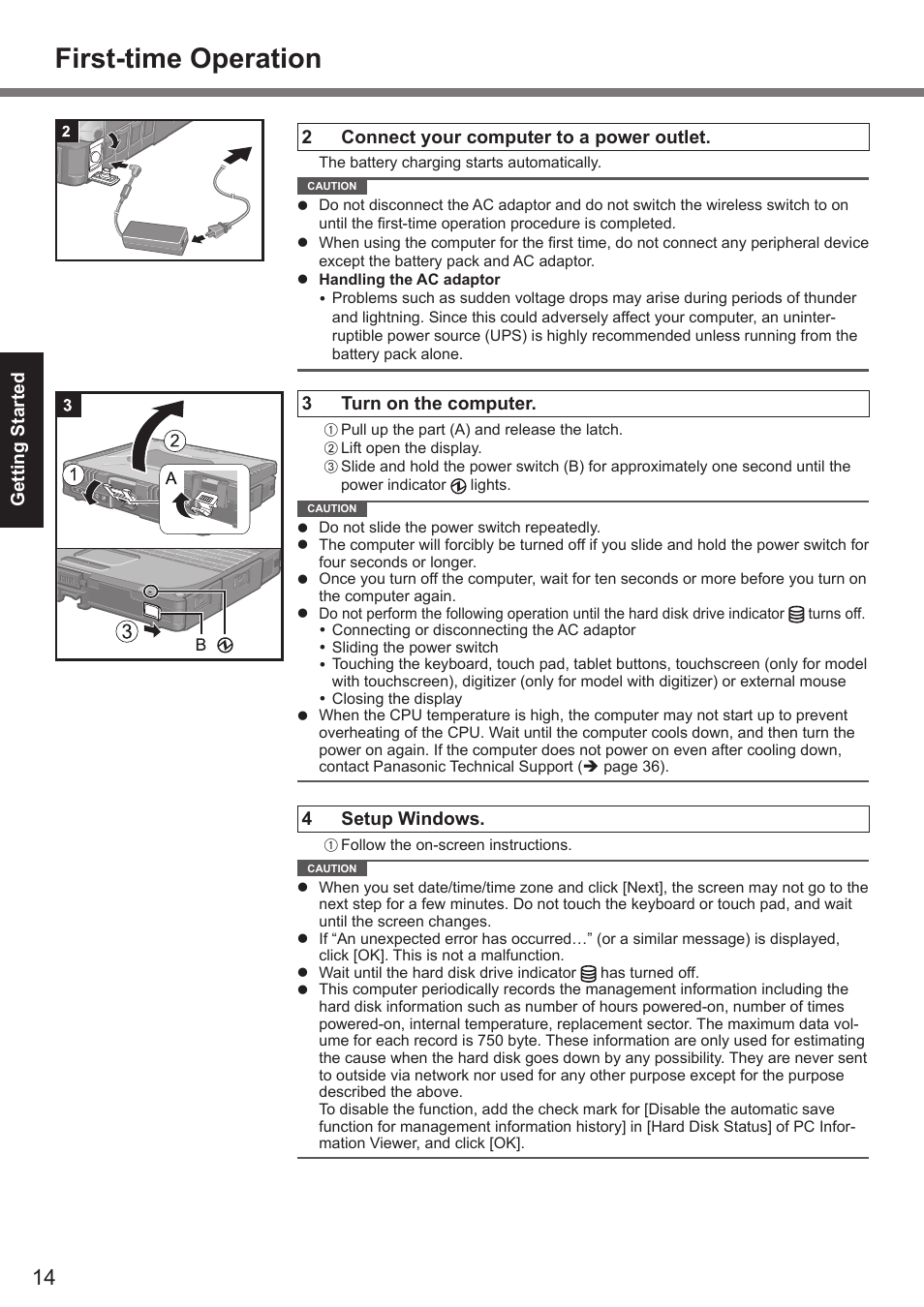 First-time operation | Panasonic CF-19 series User Manual | Page 14 / 40