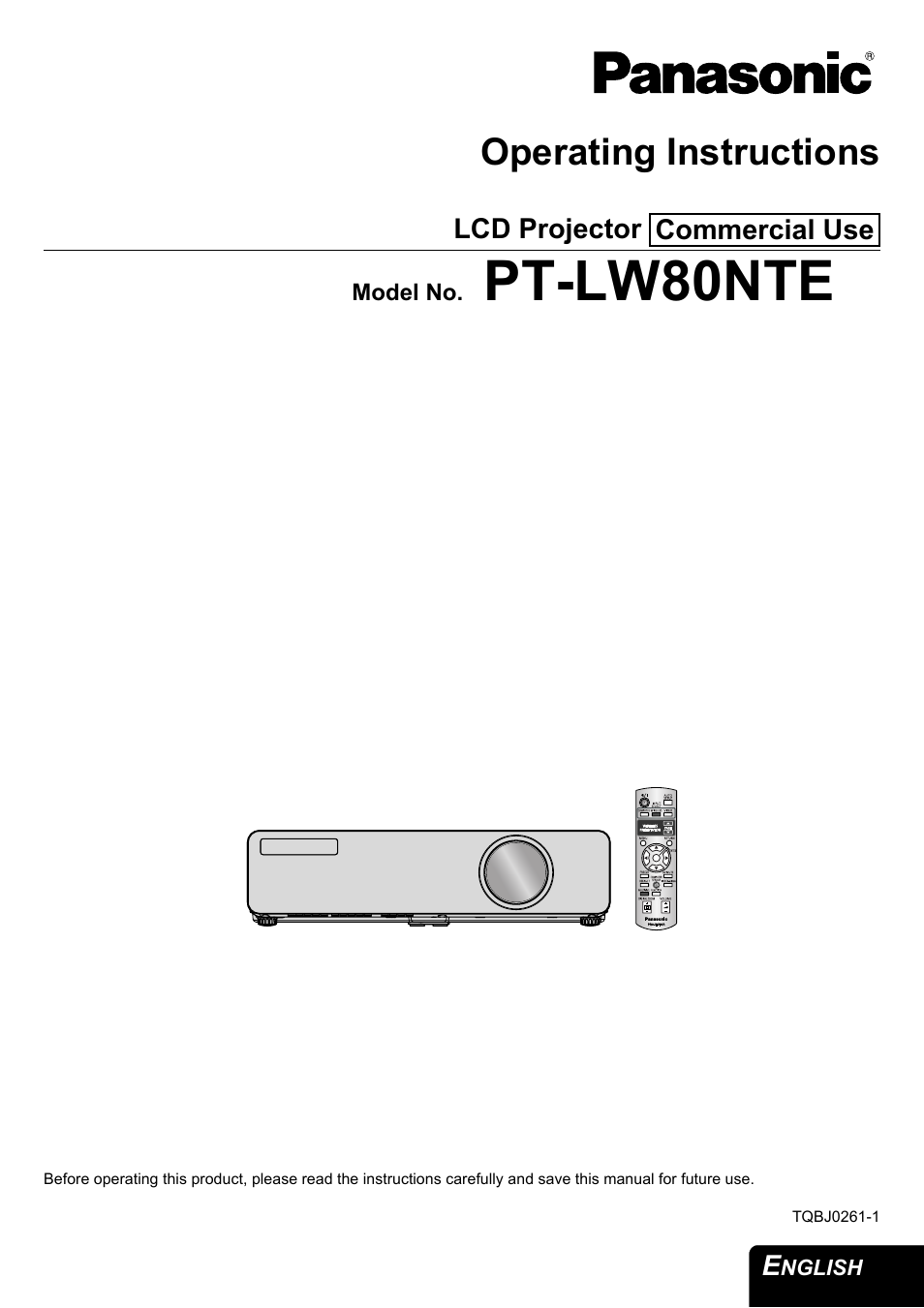 Panasonic PT-LW80NTE User Manual | 58 pages