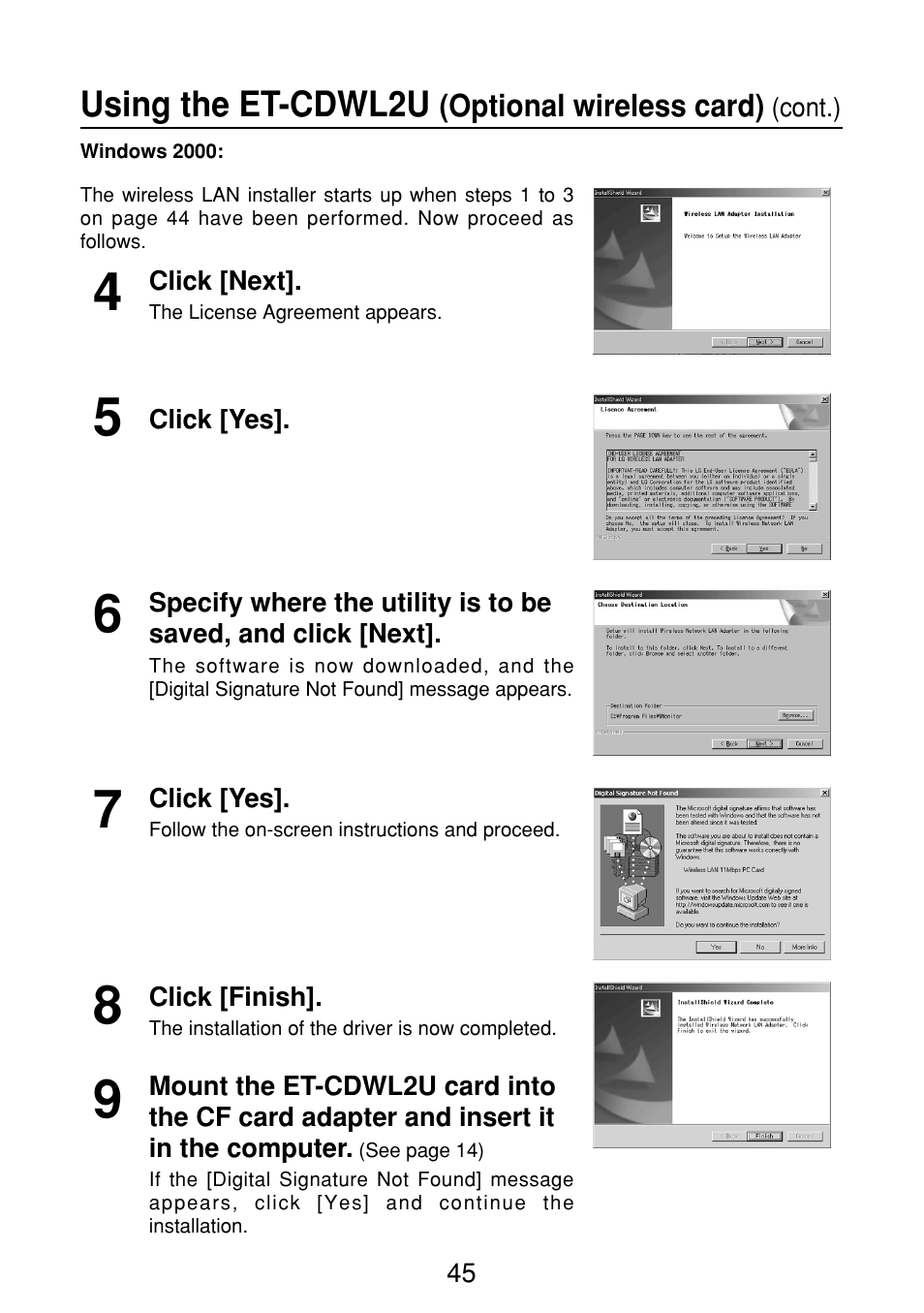 Using the et-cdwl2u | Panasonic FT-LB10NTU User Manual | Page 45 / 57