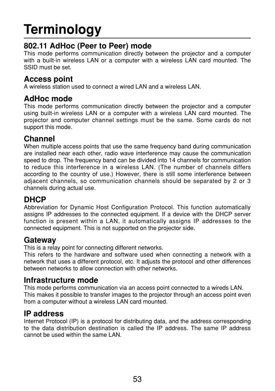 Terminology | Panasonic FT-LB10NTU User Manual | Page 53 / 57