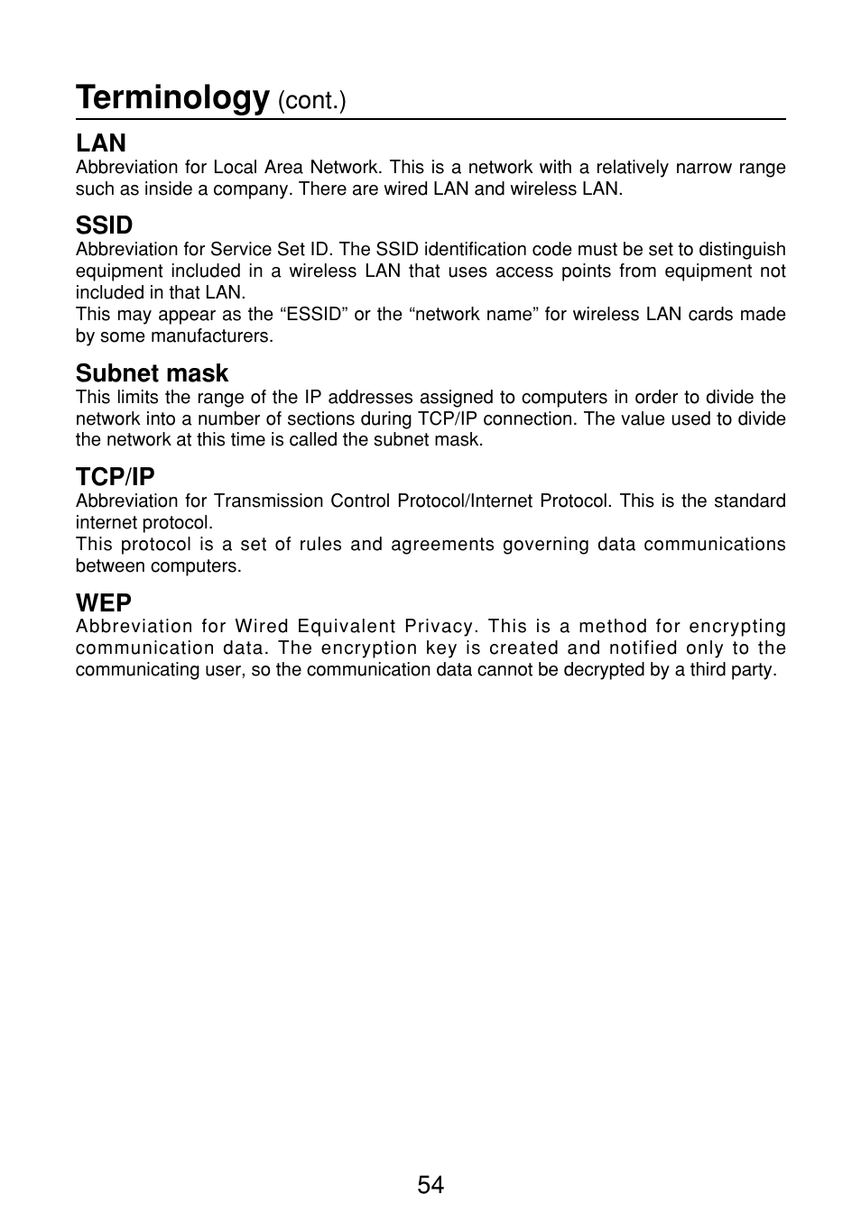 Terminology | Panasonic FT-LB10NTU User Manual | Page 54 / 57