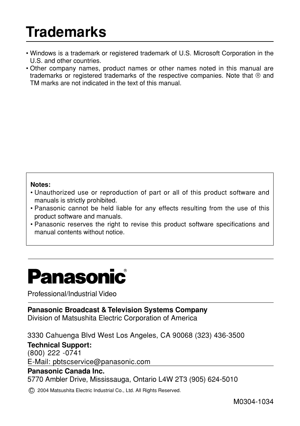 Trademarks | Panasonic FT-LB10NTU User Manual | Page 57 / 57