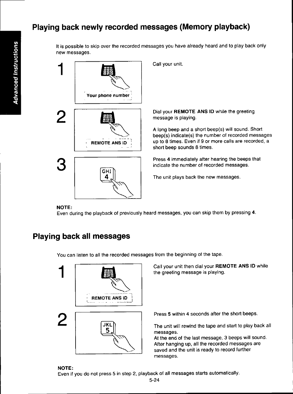Playing back all messages | Panasonic KX-F280C User Manual | Page 102 / 152