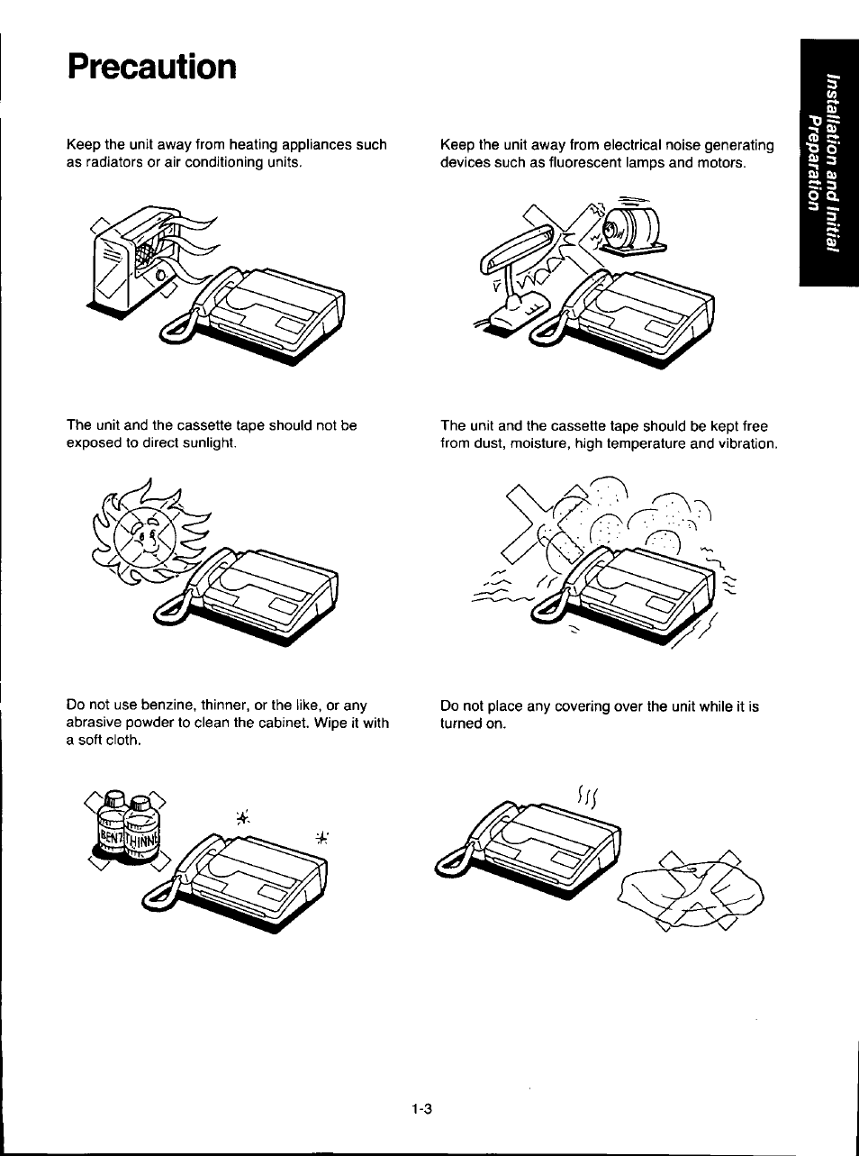 Precaution | Panasonic KX-F280C User Manual | Page 11 / 152