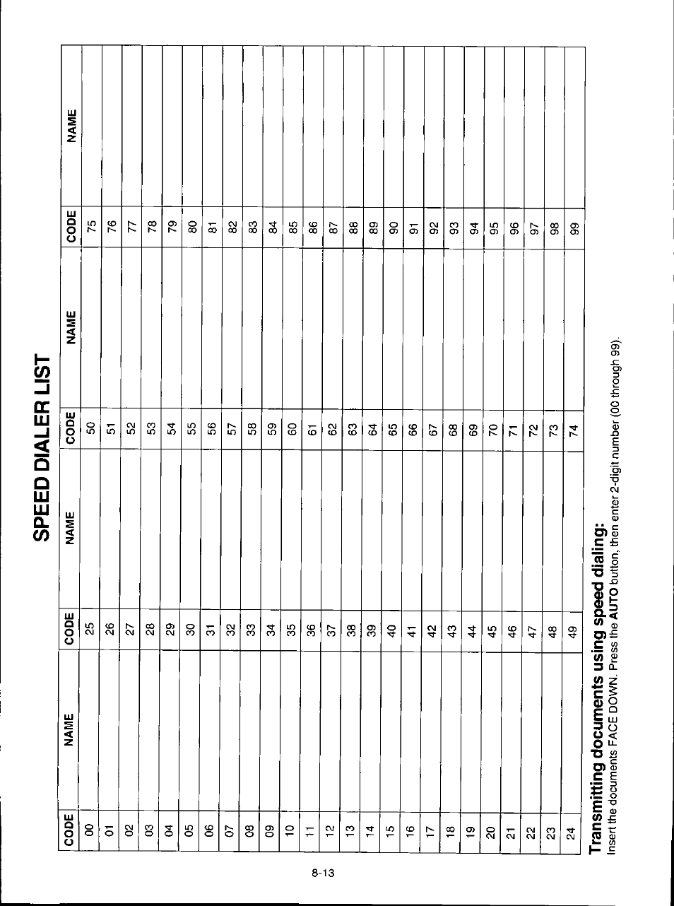 Speed dialer list, Transmitting documents using speed dialing | Panasonic KX-F280C User Manual | Page 147 / 152