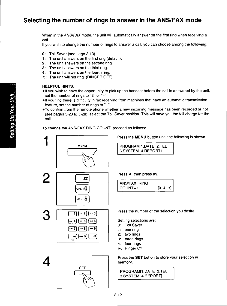 Helpful hints | Panasonic KX-F280C User Manual | Page 40 / 152