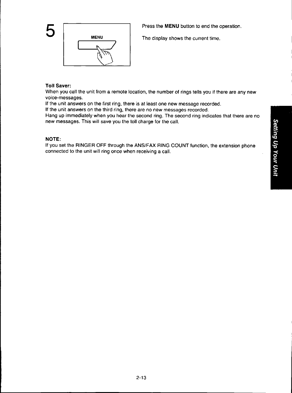 Toll saver, Note | Panasonic KX-F280C User Manual | Page 41 / 152