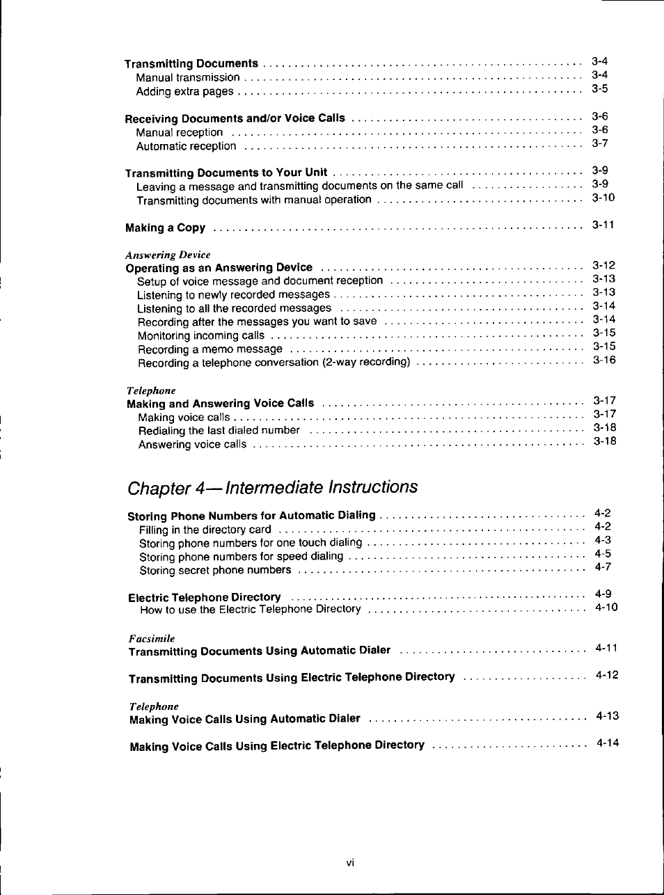 Chapter 4, Intermediate instructions | Panasonic KX-F280C User Manual | Page 6 / 152
