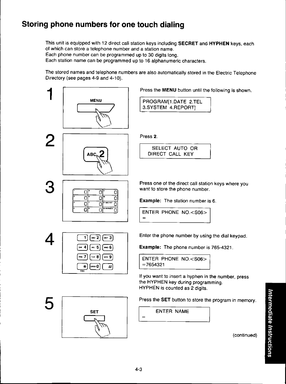 Storing phone numbers for one touch dialing, I ^ e3 e3, G| i | Panasonic KX-F280C User Manual | Page 67 / 152