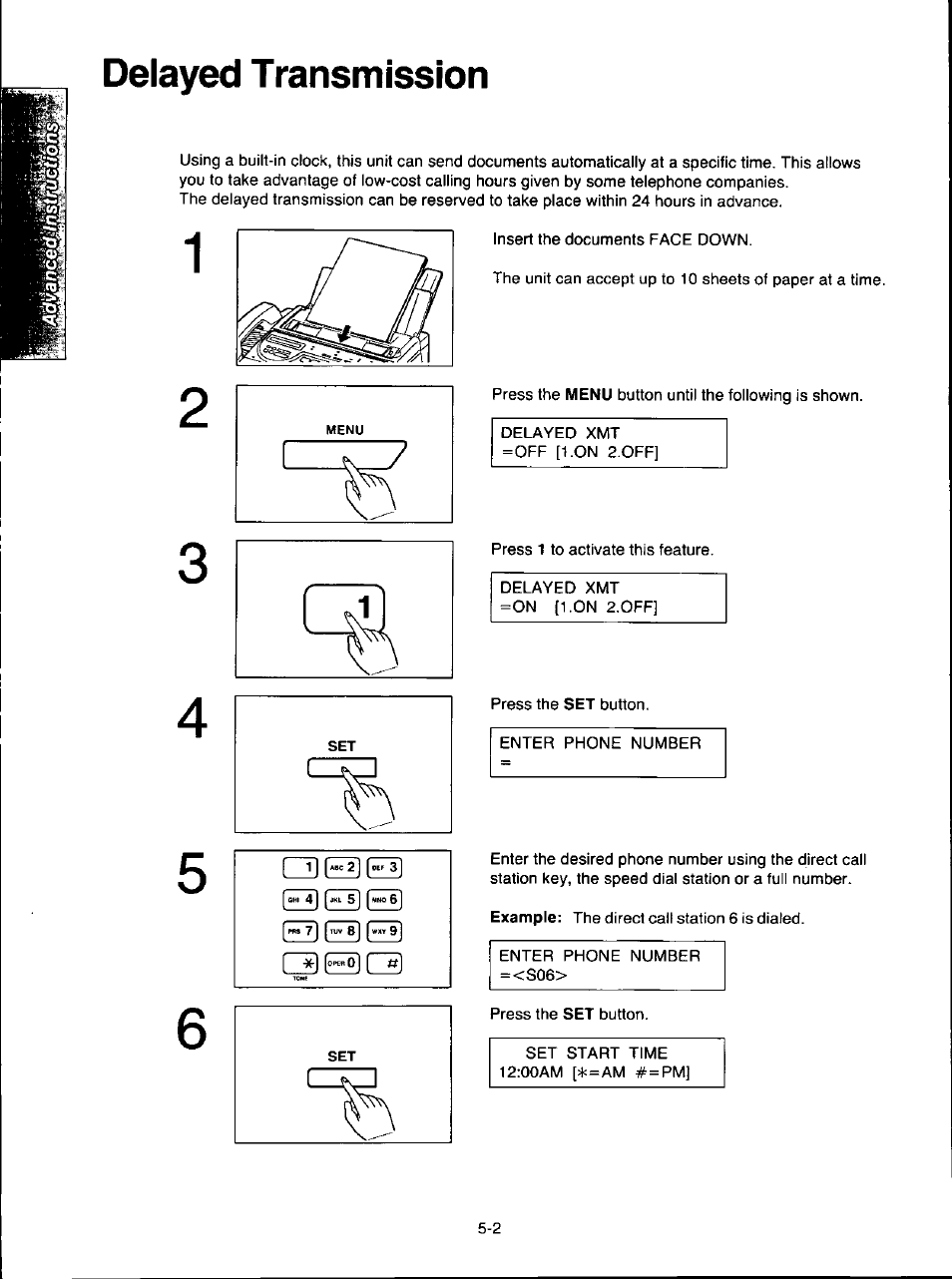 Delayed transmission, Delayed transmission -2 | Panasonic KX-F280C User Manual | Page 80 / 152