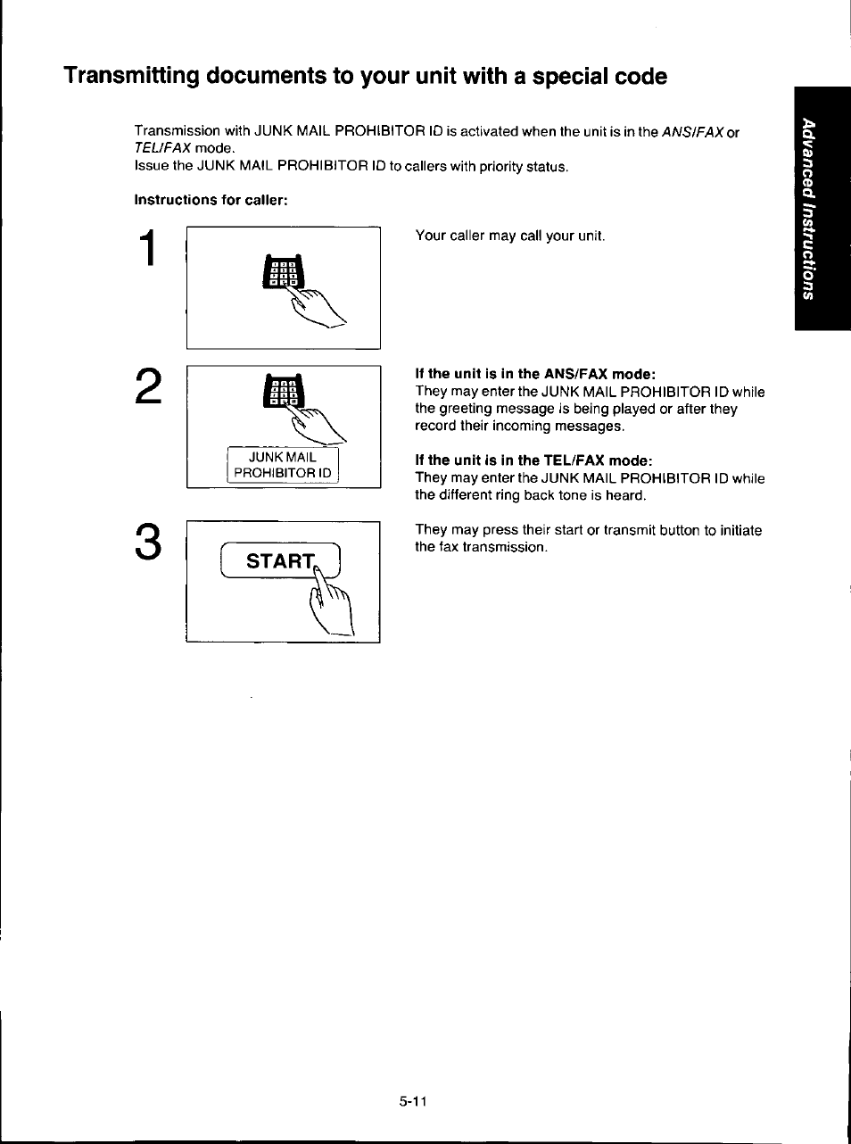 Instructions for caller, If the unit is in the ans/fax mode, If the unit is in the tel/fax mode | Panasonic KX-F280C User Manual | Page 89 / 152