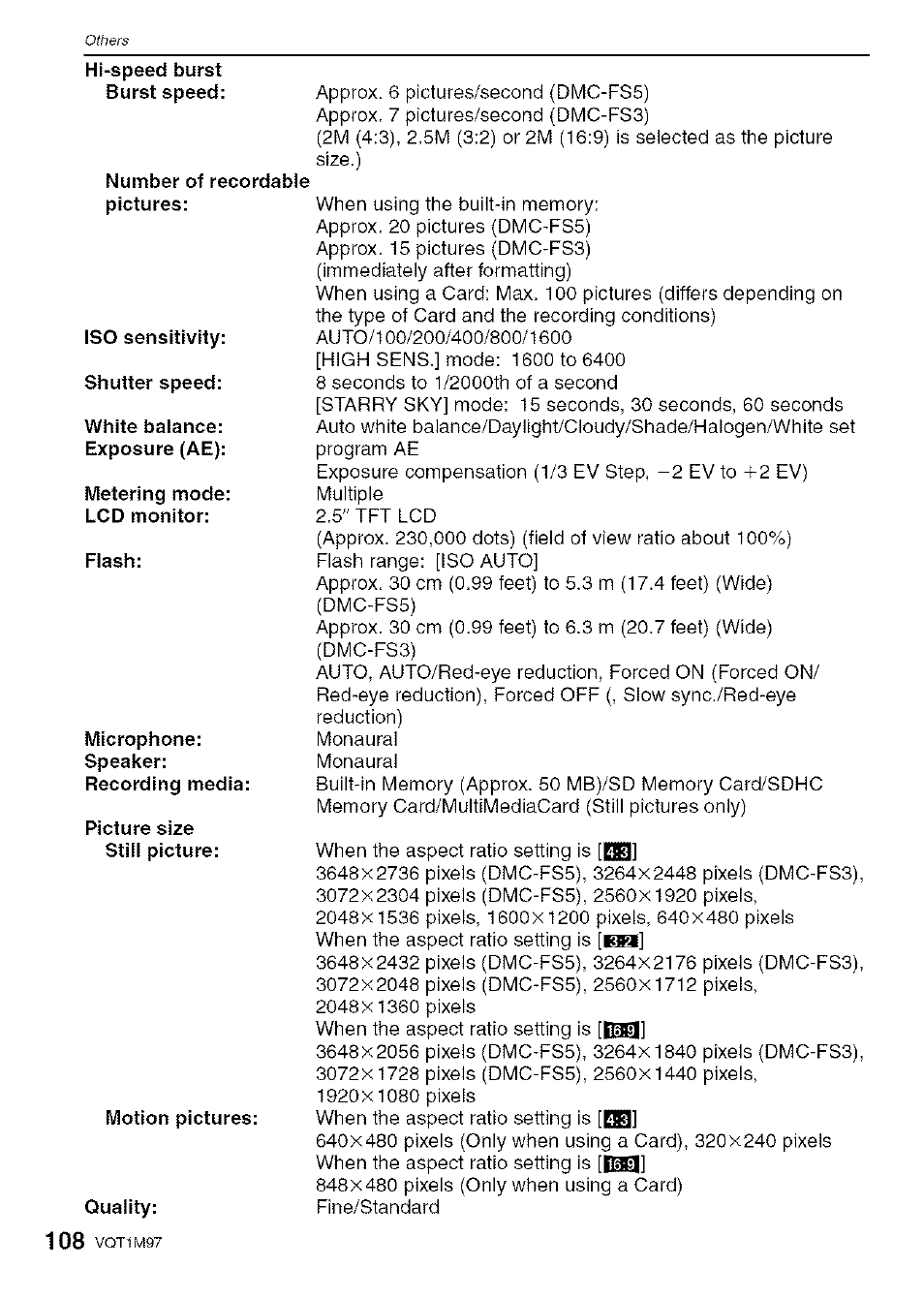 Panasonic DMC-FS5 User Manual | Page 108 / 120