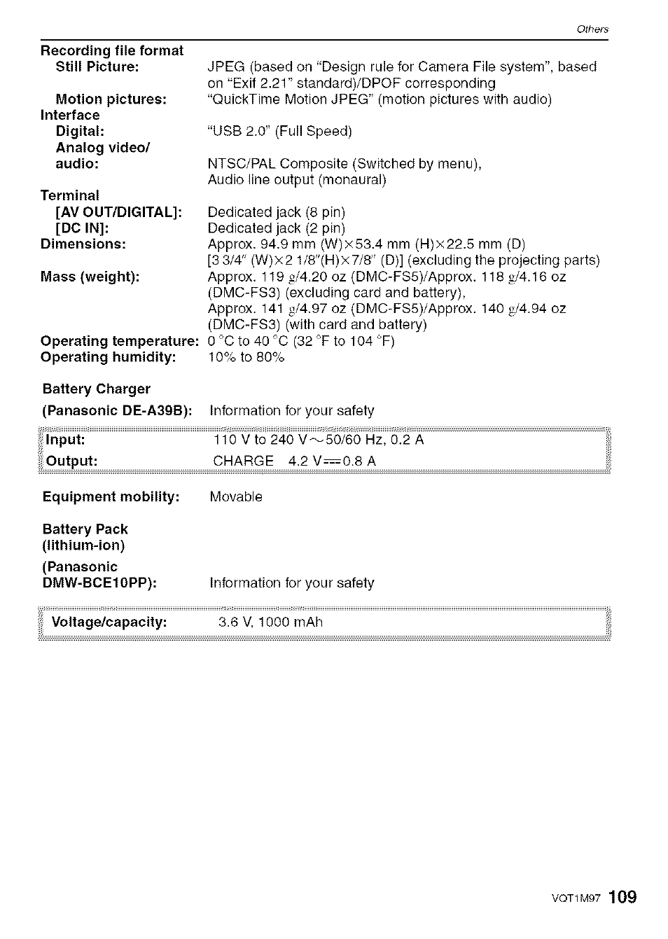 Panasonic DMC-FS5 User Manual | Page 109 / 120