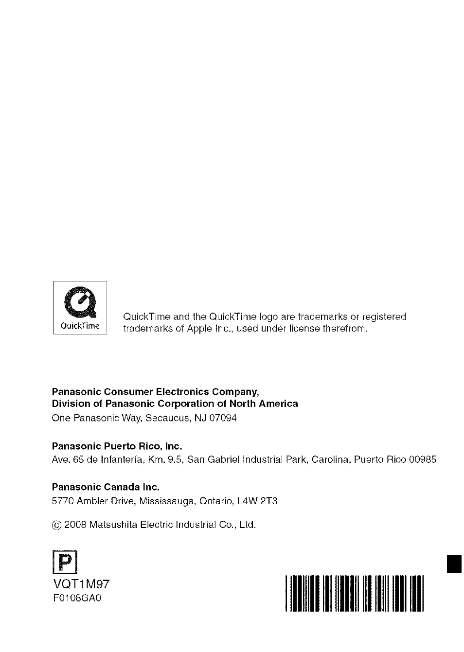 Vqt1m97 | Panasonic DMC-FS5 User Manual | Page 120 / 120