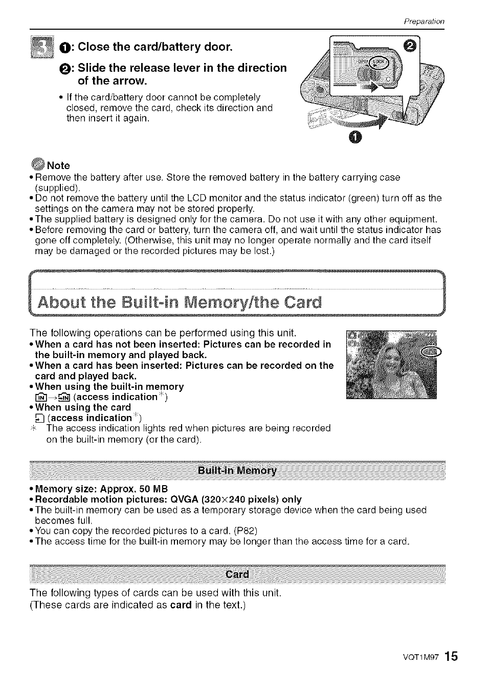 About the built-in meinory/the card, O 7 1 | Panasonic DMC-FS5 User Manual | Page 15 / 120